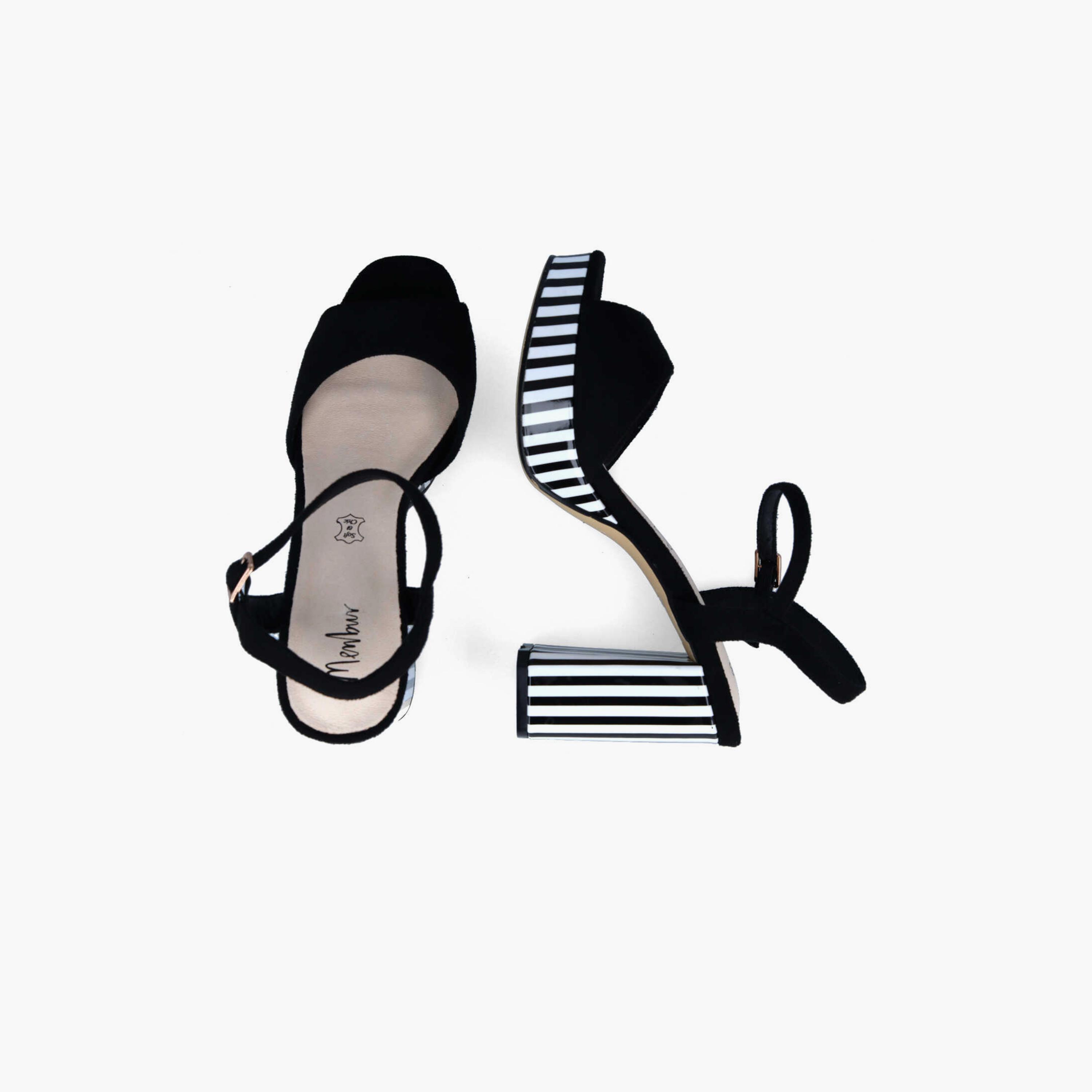 Menbur Women's Stripes Block Heels with Strap | 21517-women-shoes-heels-image-2