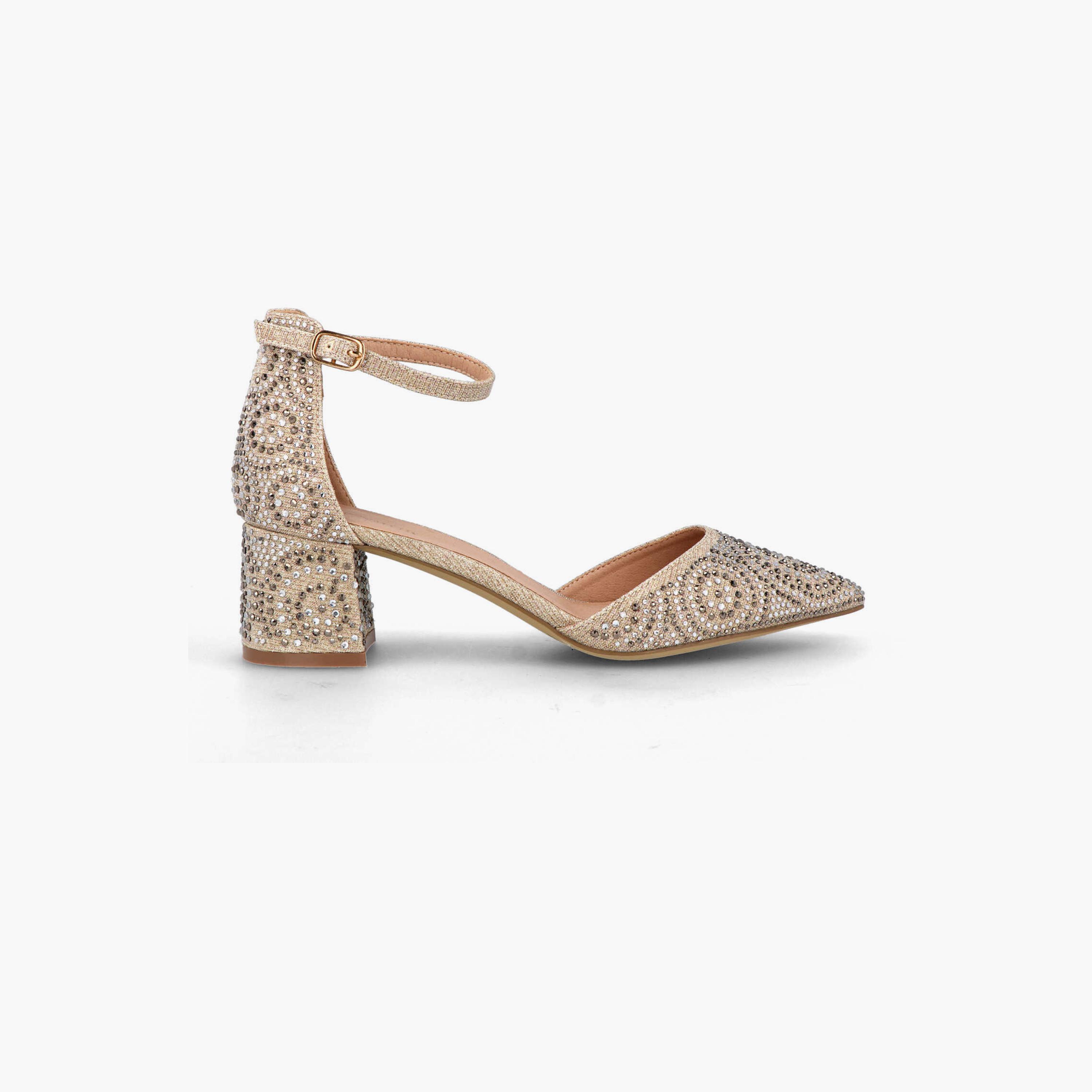 Menbur Women's Metallic Block Heels with Rhinestone Accent | 21545-women-shoes-heels-image-1
