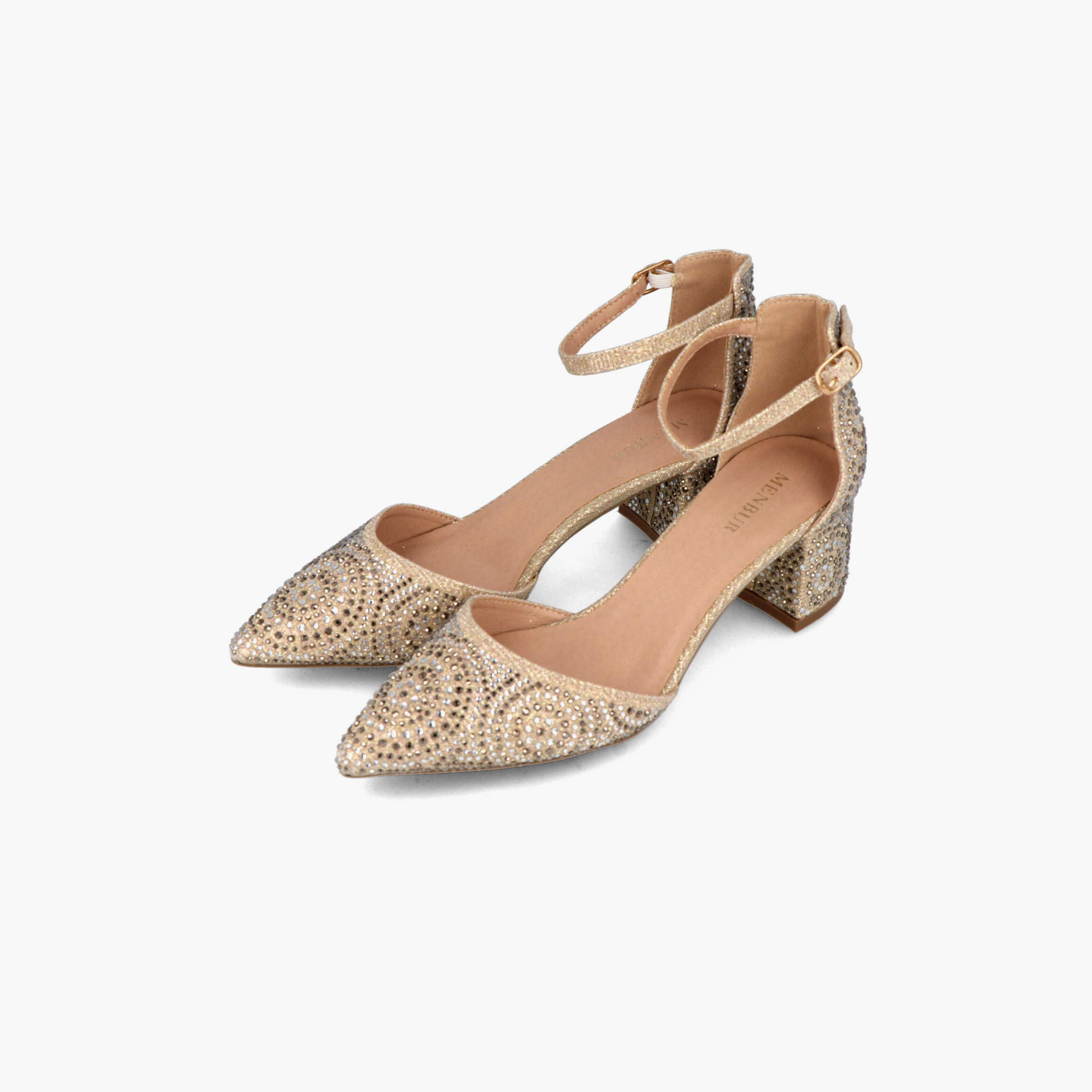 Menbur Women's Metallic Block Heels with Rhinestone Accent | 21545-women-shoes-heels-image-2