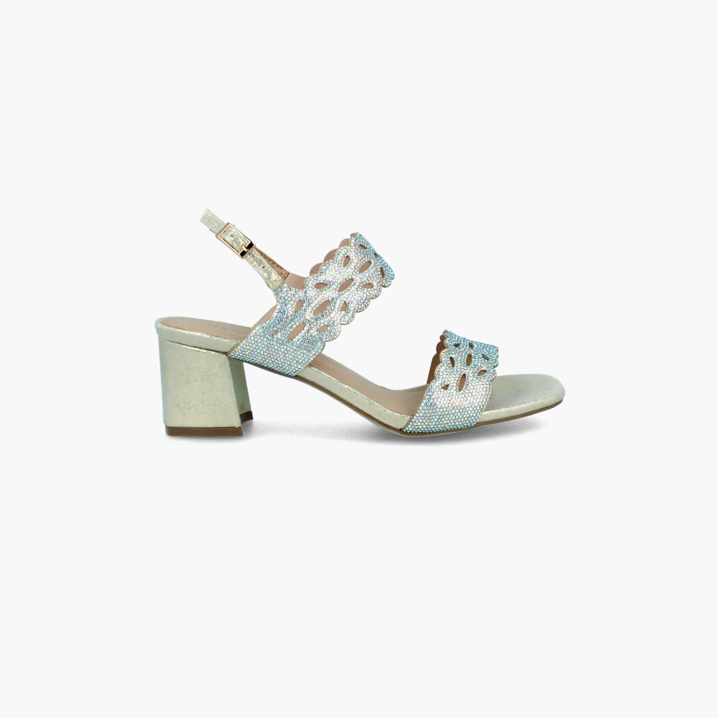 Menbur Women's Metallic Block Heels with Embellishment | 21581-women-shoes-heels-image-1
