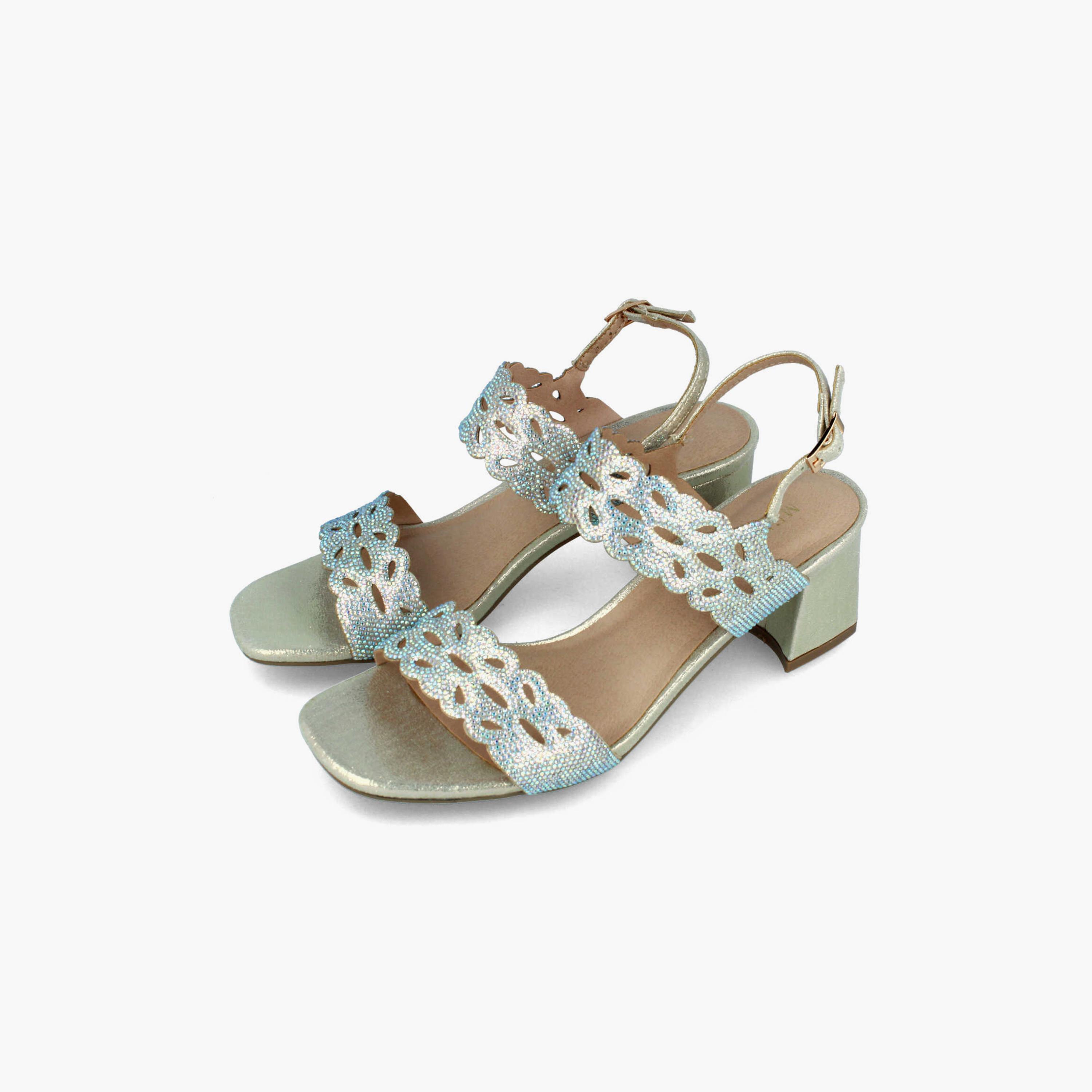 Menbur Women's Metallic Block Heels with Embellishment | 21581-women-shoes-heels-image-2
