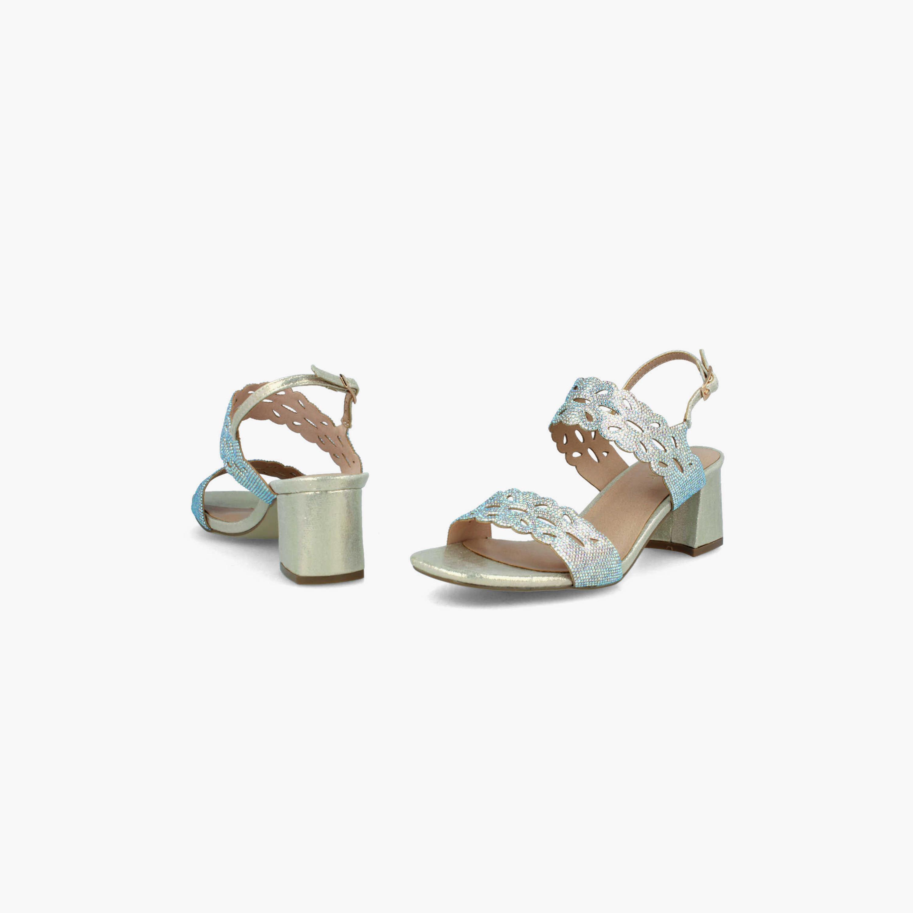 Menbur Women's Metallic Block Heels with Embellishment | 21581-women-shoes-heels-image-3
