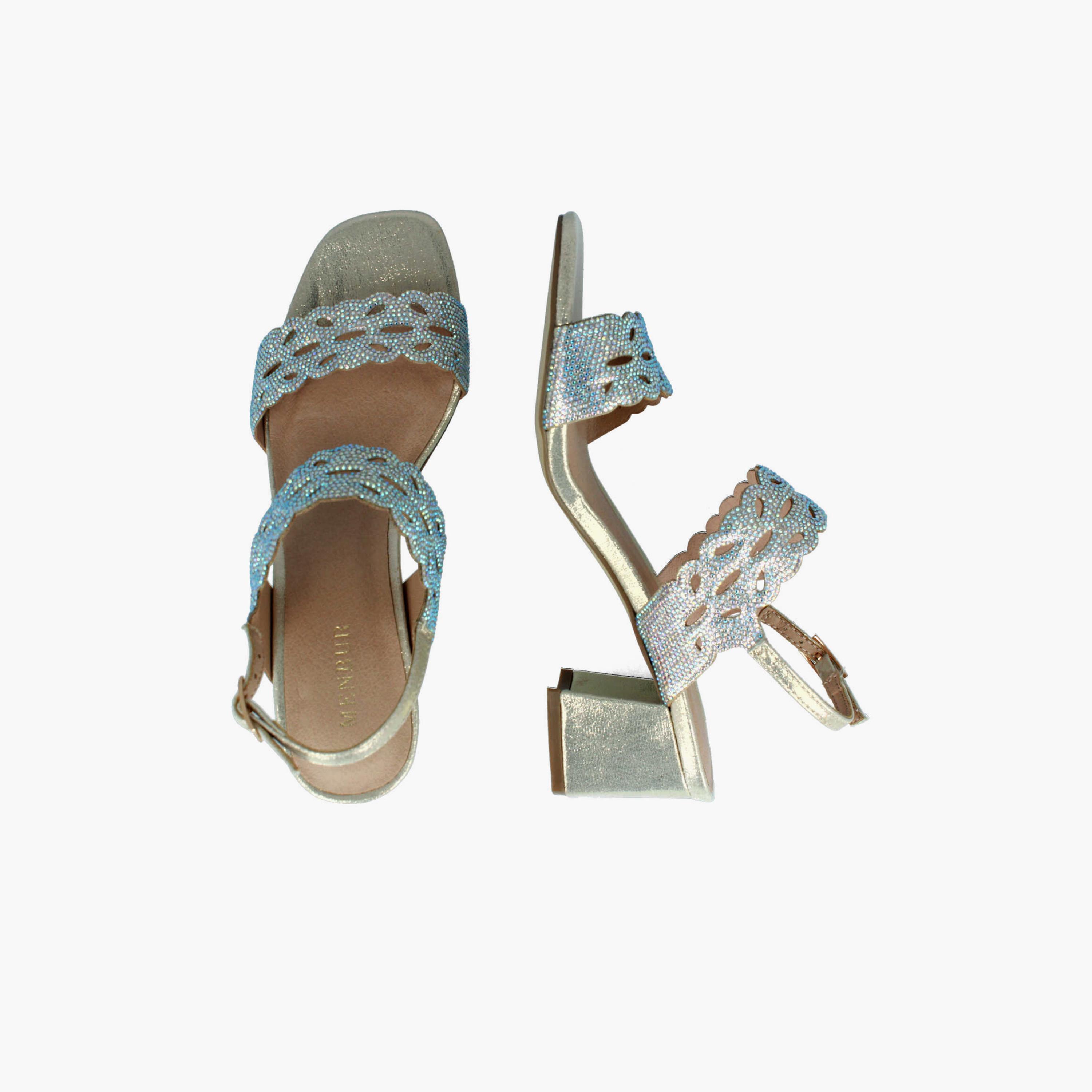 Menbur Women's Metallic Block Heels with Embellishment | 21581-women-shoes-heels-image-4