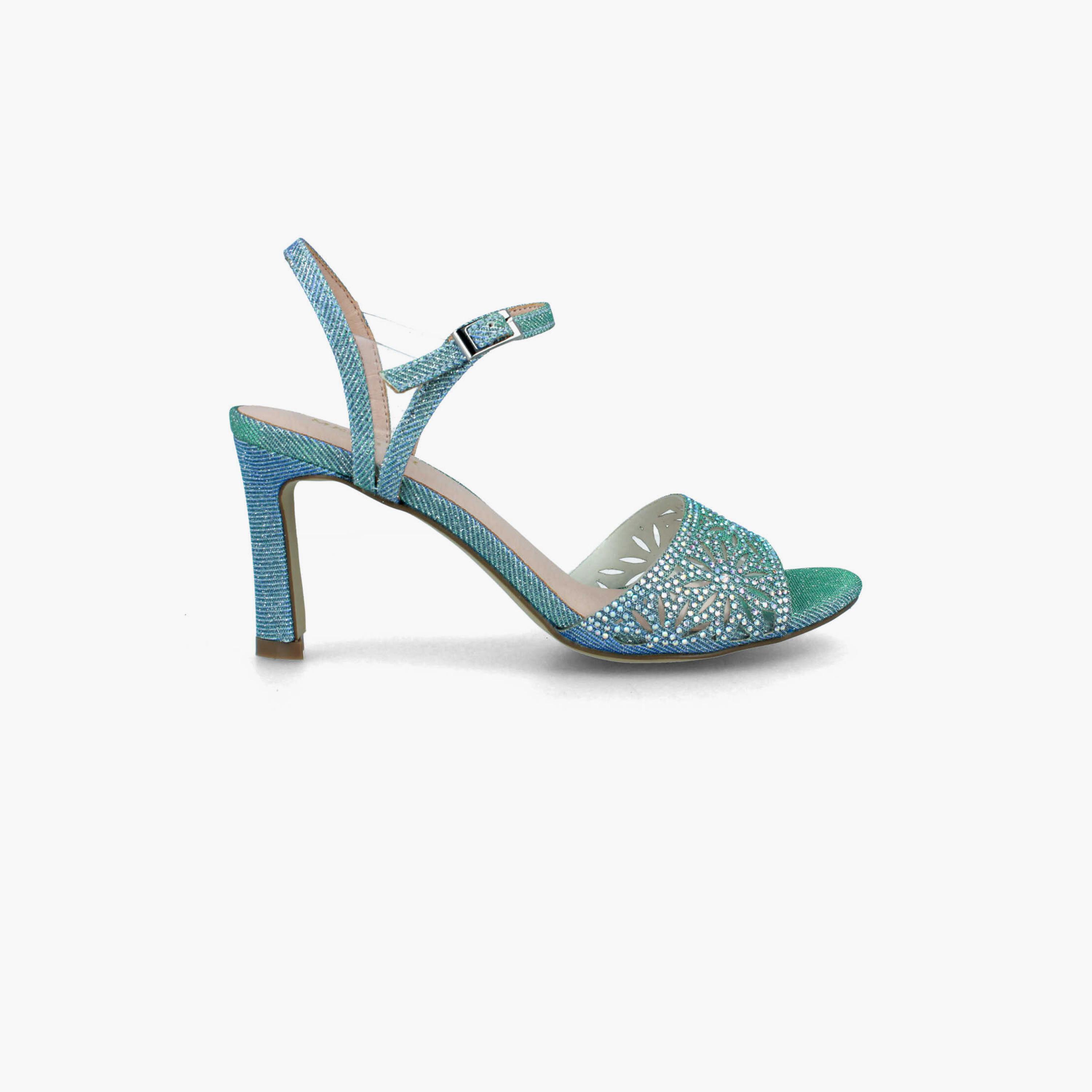 Menbur Women's Glitter Strap Sandals with Rhinestone Accent | 21586-women-shoes-sandals-flats-image-1