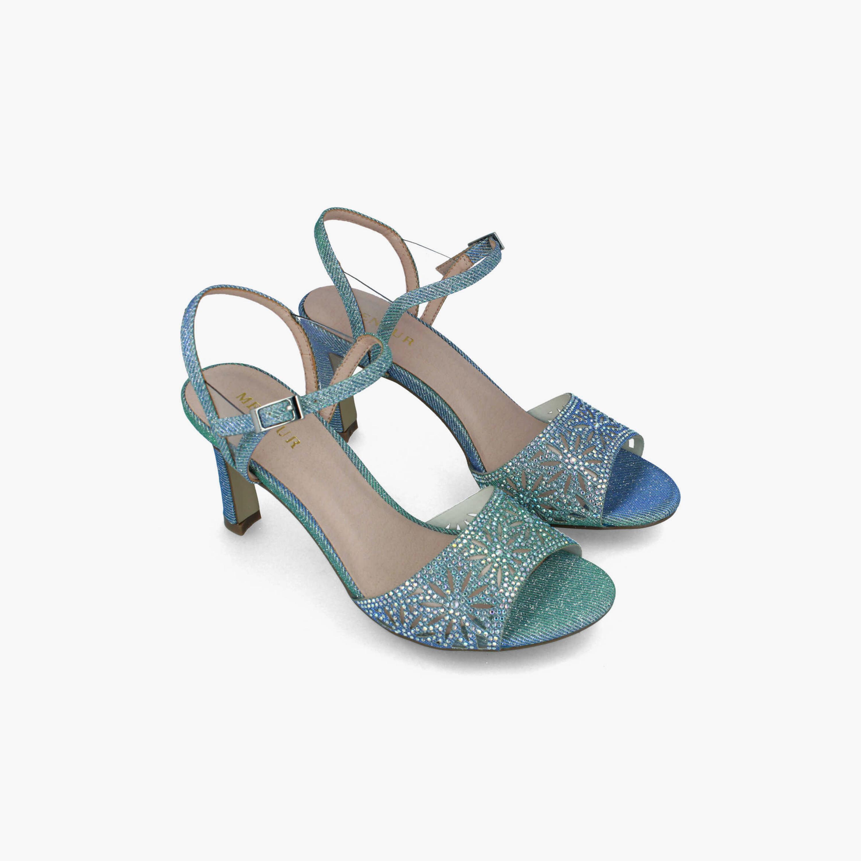 Menbur Women's Glitter Strap Sandals with Rhinestone Accent | 21586-women-shoes-sandals-flats-image-2