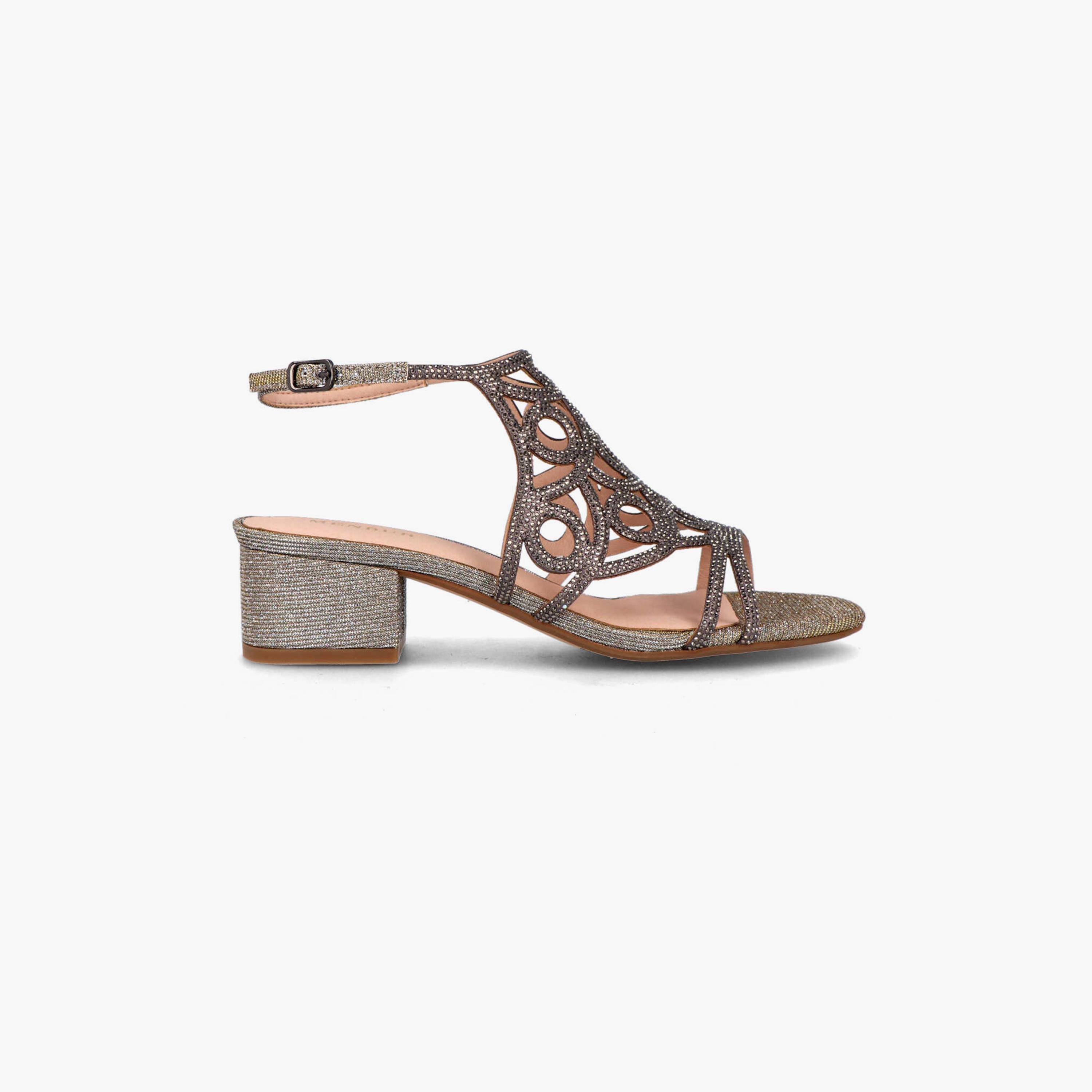 Menbur Women's Metallic Block Heels with Rhinestone Accent | 21590-women-shoes-heels-image-2