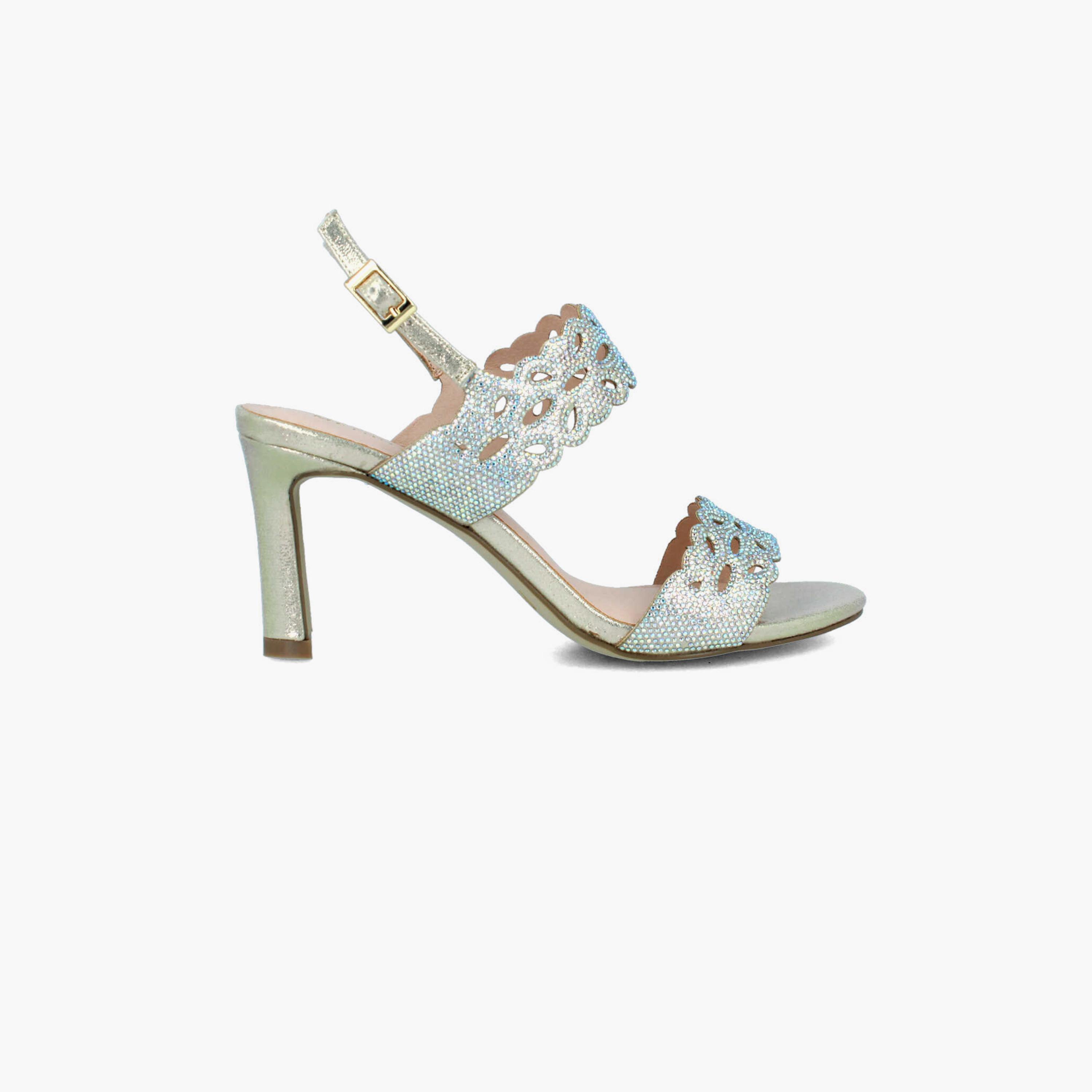 Menbur Women's Metallic Strap Sandals with Embellishment | 21618-women-shoes-sandals-flats-image-1
