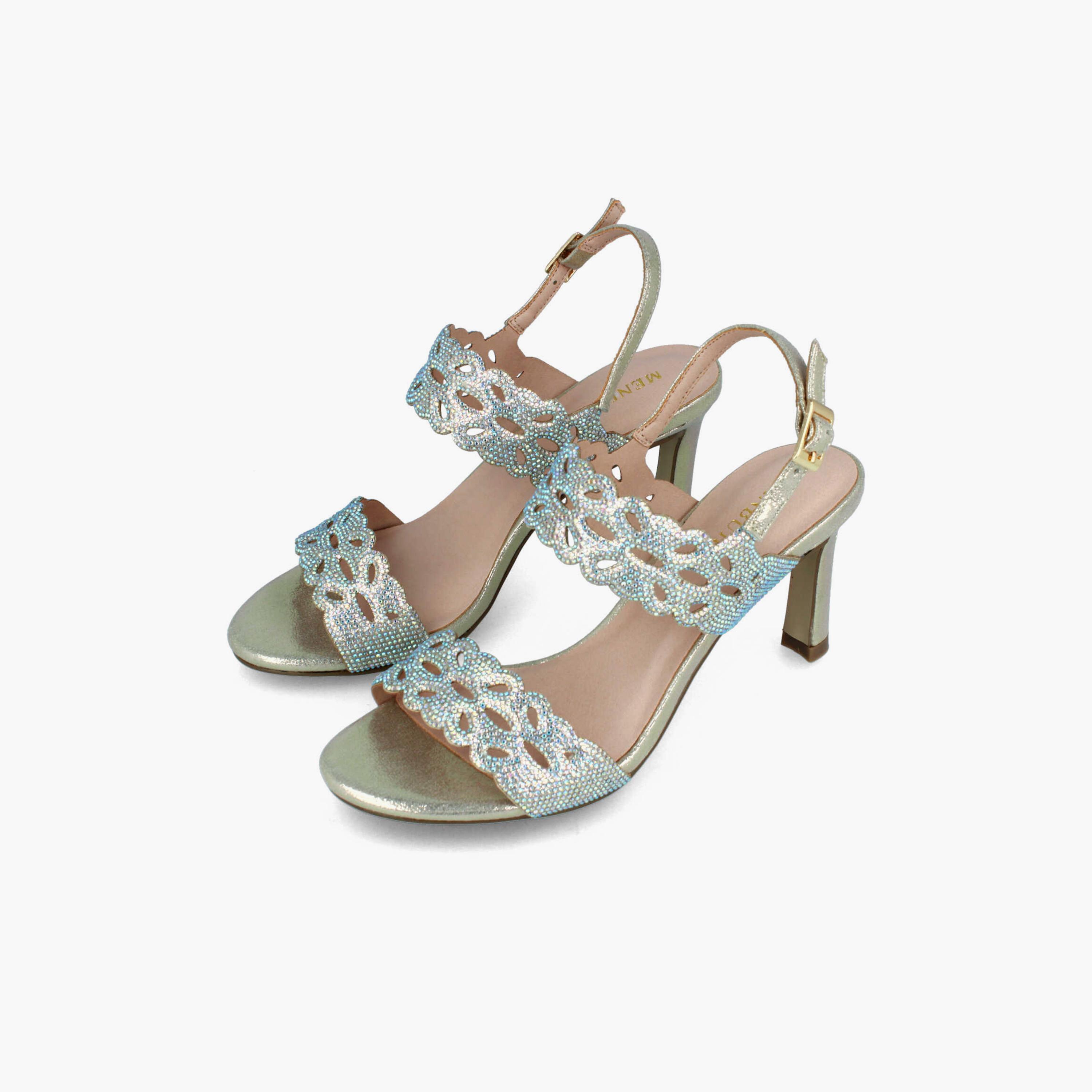Menbur Women's Metallic Strap Sandals with Embellishment | 21618-women-shoes-sandals-flats-image-2