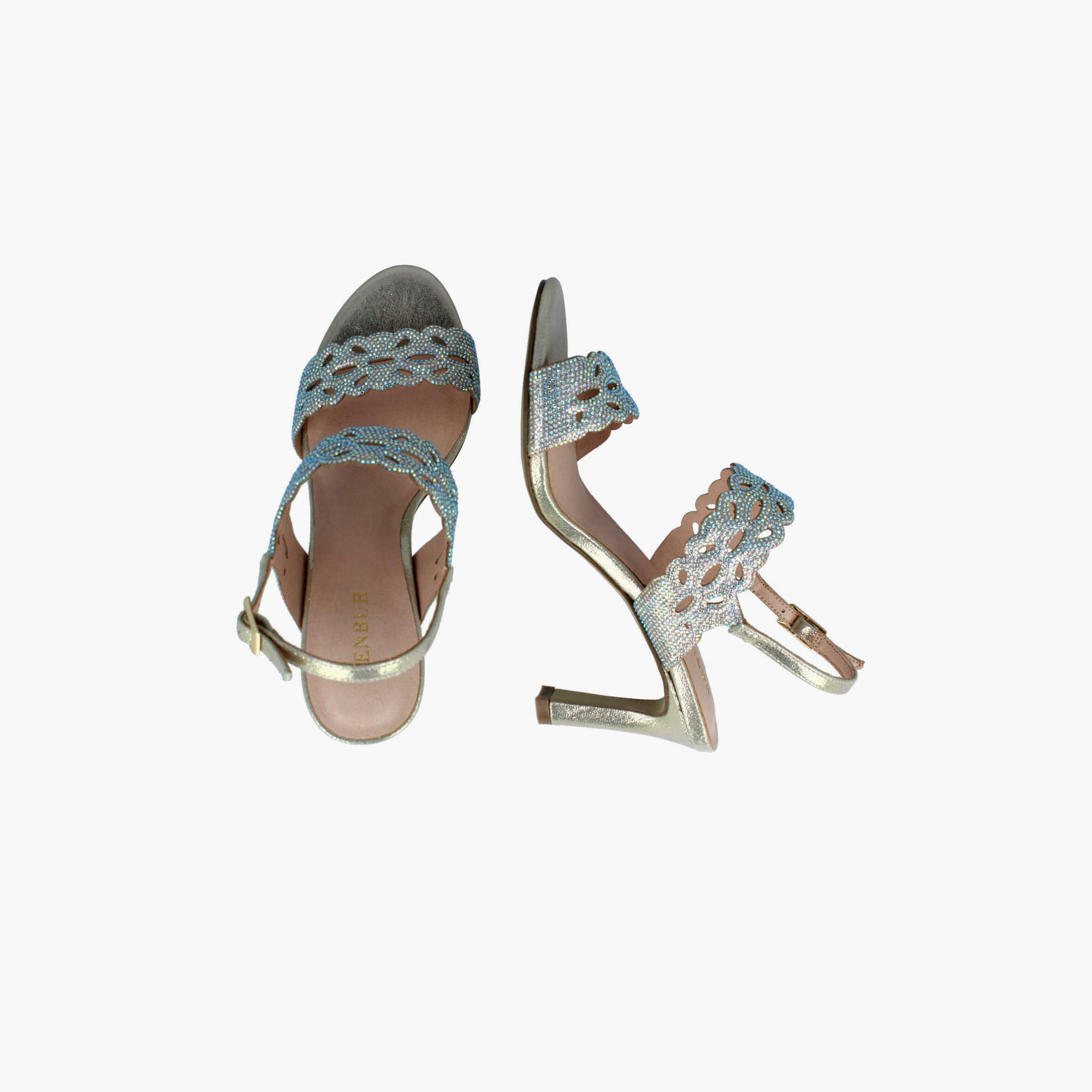 Menbur Women's Metallic Strap Sandals with Embellishment | 21618-women-shoes-sandals-flats-image-4