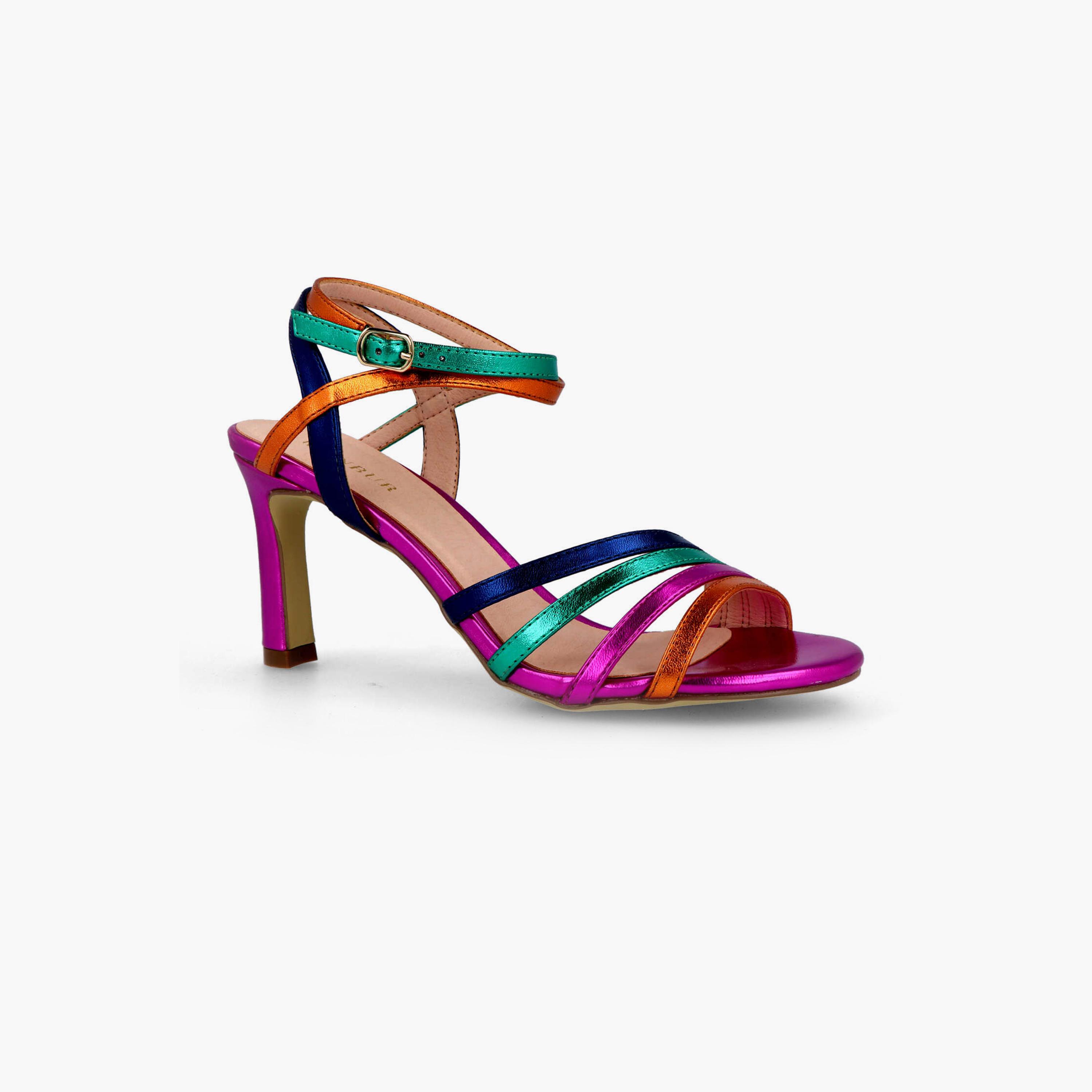 Menbur Women's Metallic Stiletto Heels with Strap | 21626-women-shoes-heels-image-1