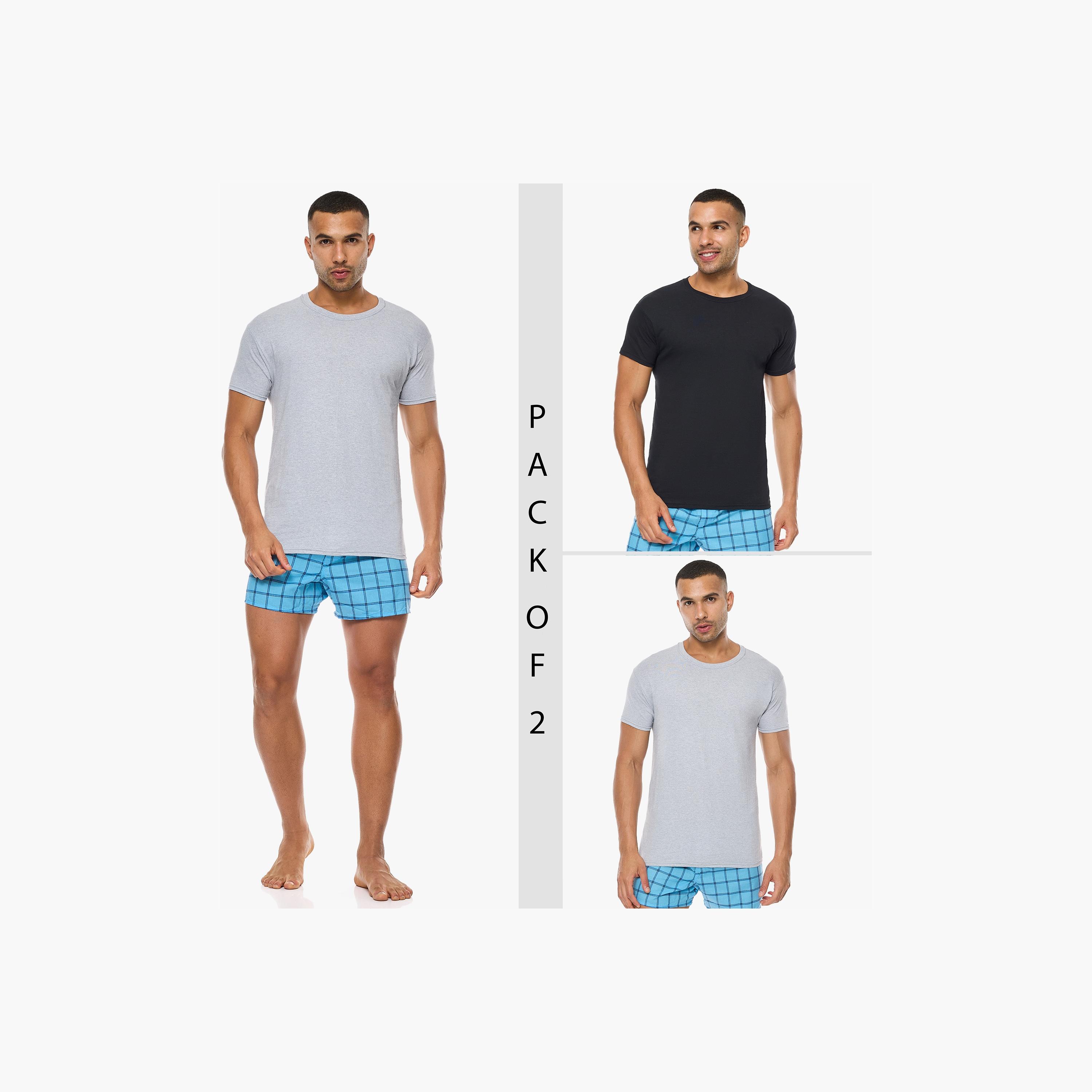 Hanes Assorted Pack of 2 Plain Crew Neck Short Sleeves Men's T-Shirt-men-clothing-tshirtsandpolos-tshirts-image-2