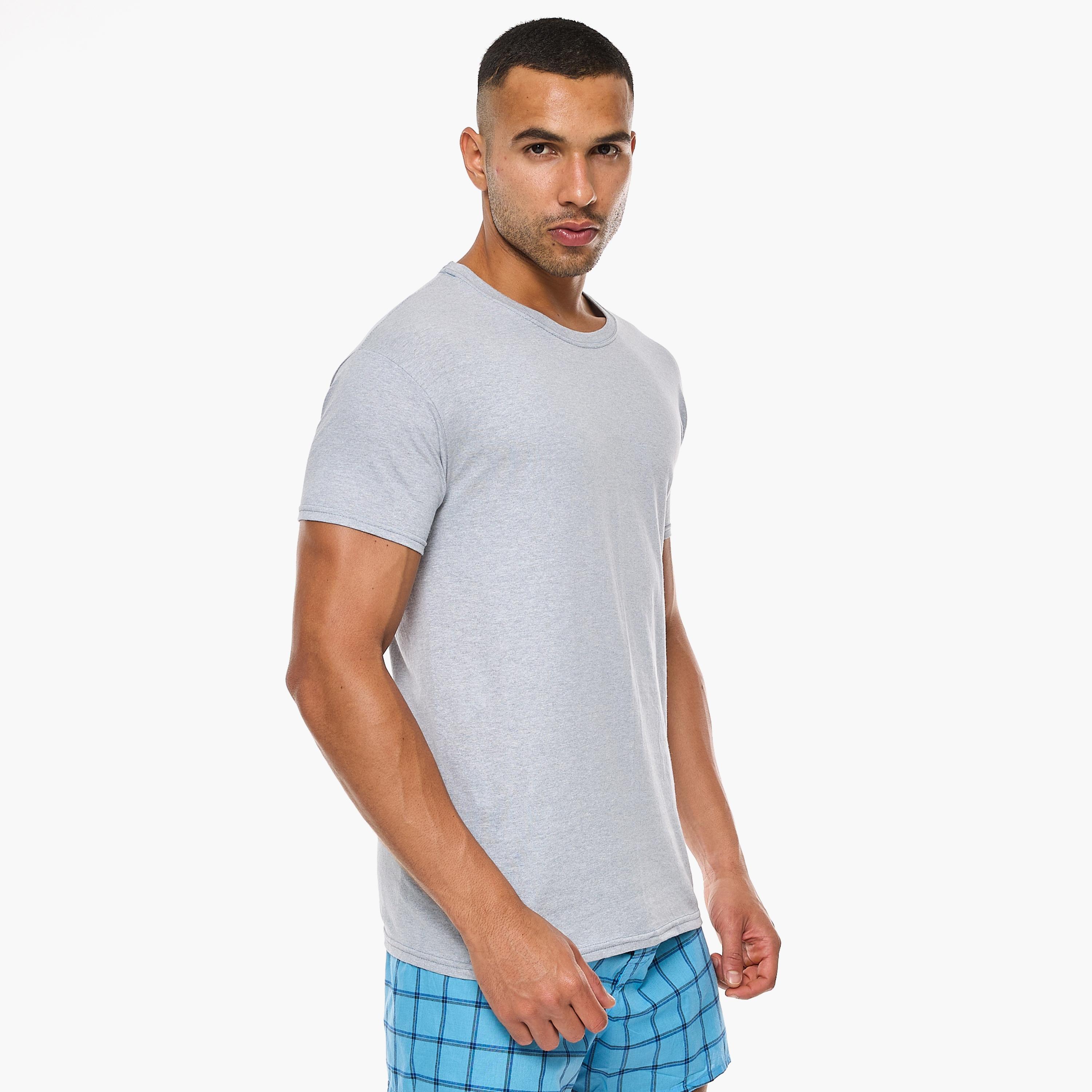 مجموعة هنس المتنوعة المكونة من 2 تي شيرت رجالي سادة بياقة دائرية وأكمام قصيرة-men-clothing-tshirtsandpolos-tshirts-image-5