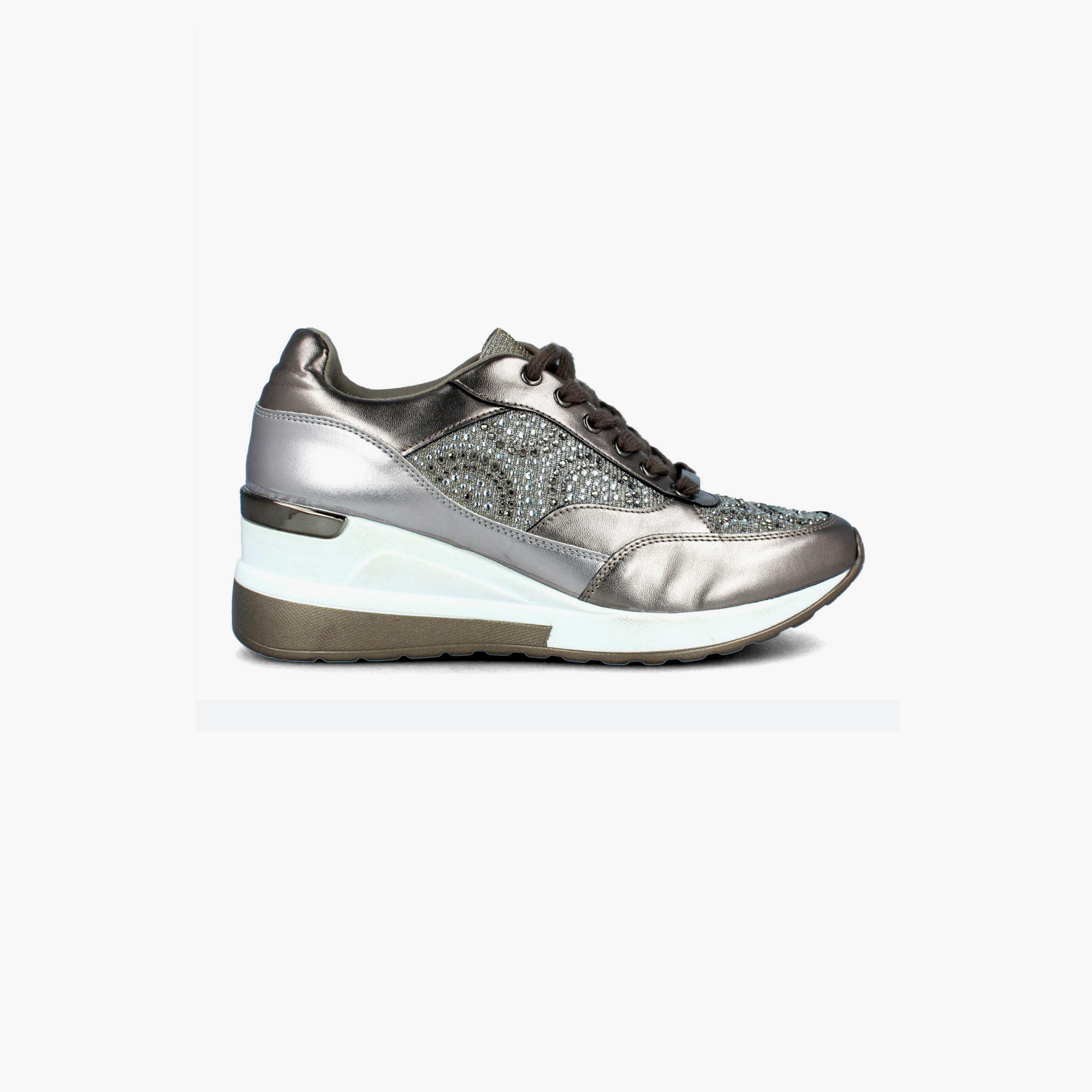 Menbur Women's Metallic Low Ankle Sneakers with Rhinestone Accent | 21665-women-shoes-sneakers-image-1