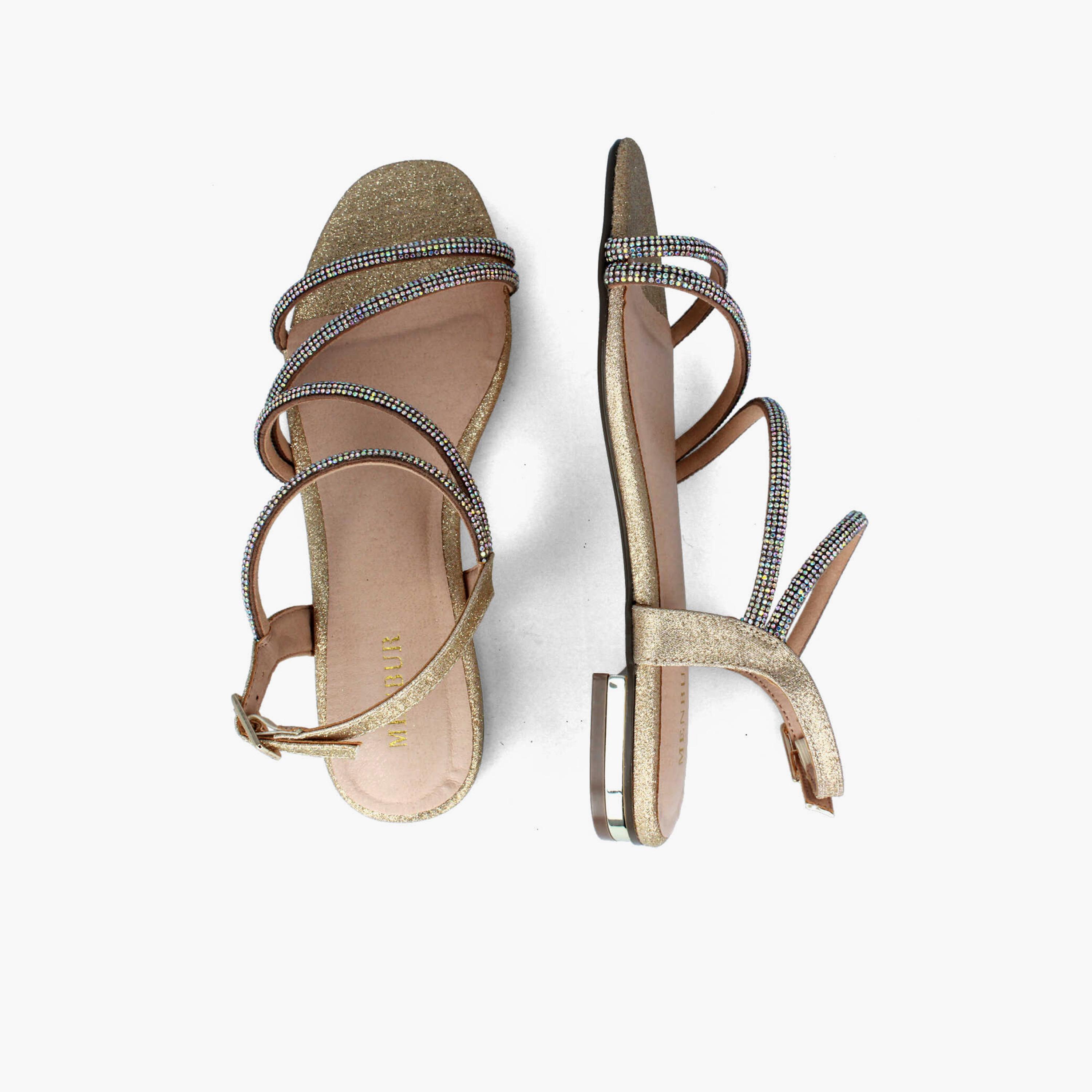 مينبور- حذاء نسائي بكعب مربع مزخرف ولمعة معدنية | 21684-women-shoes-heels-image-3