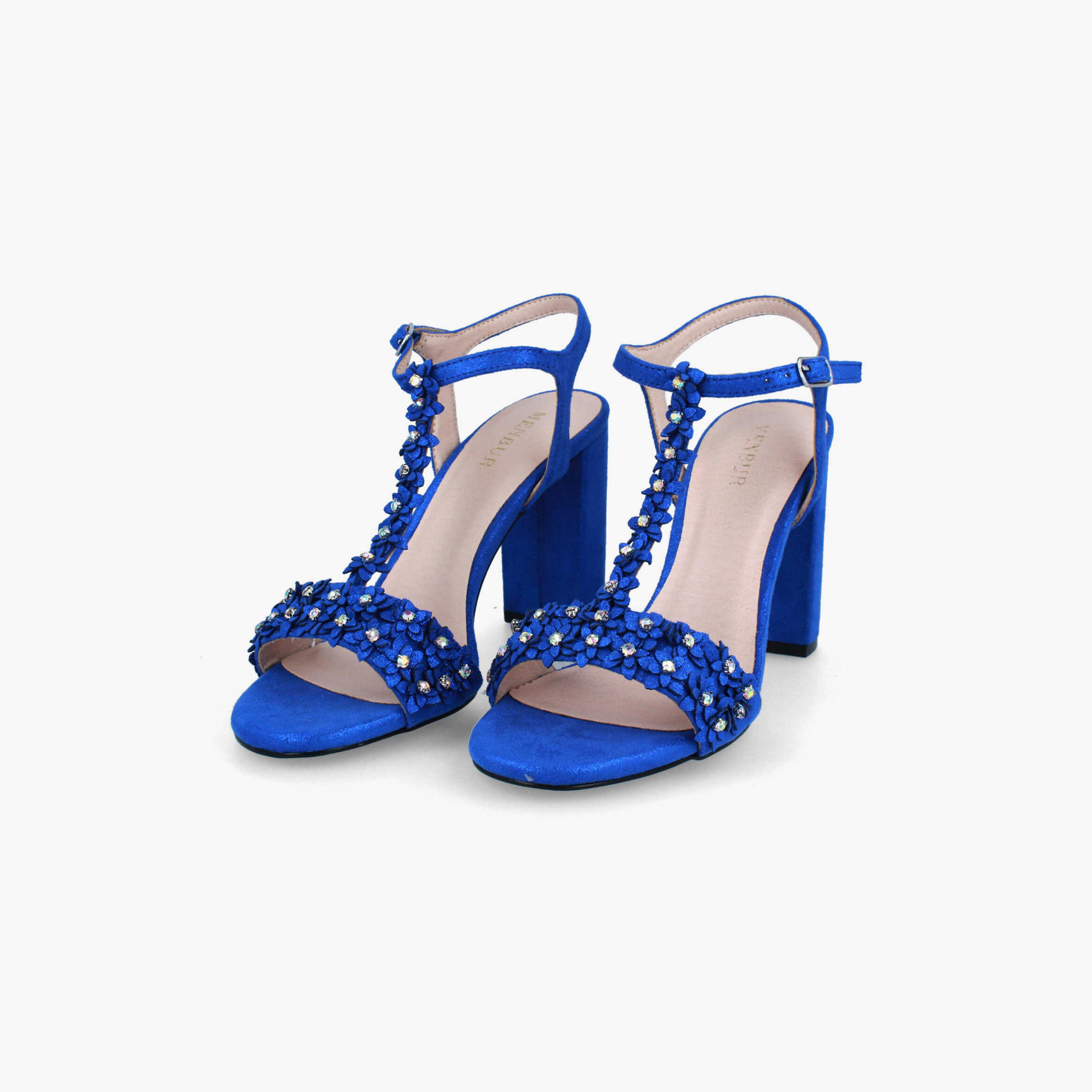 Menbur Women's Glitter Block Heels with Crystal | 21700-women-shoes-heels-image-2