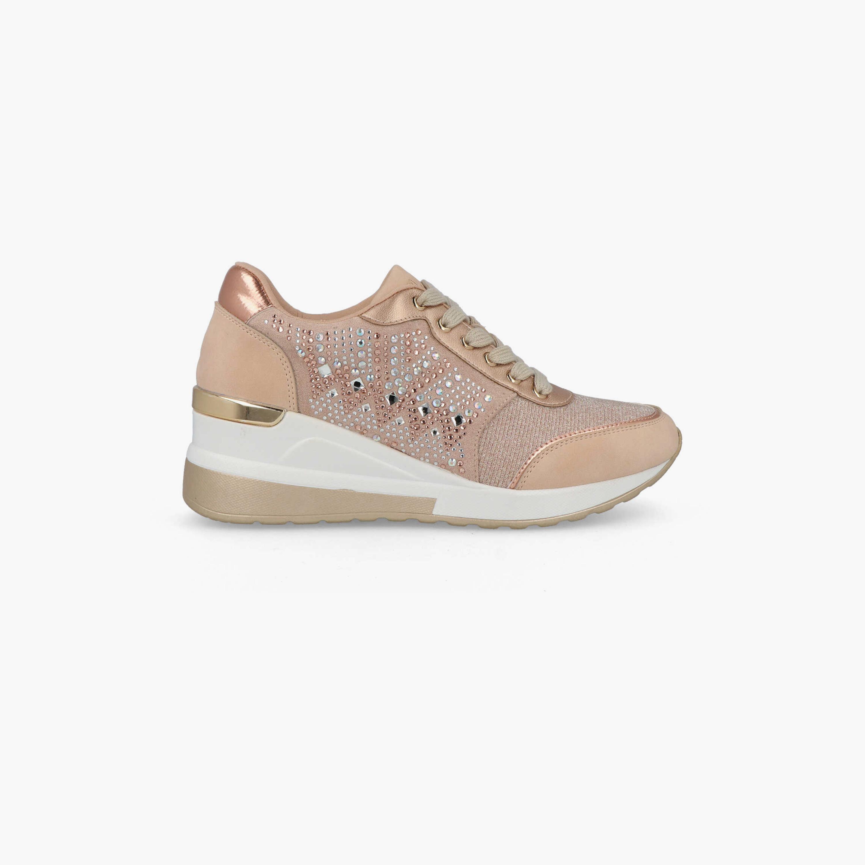 Menbur Women's Metallic Low Ankle Sneakers with Rhinestone Accent | 21708-women-shoes-sneakers-image-1