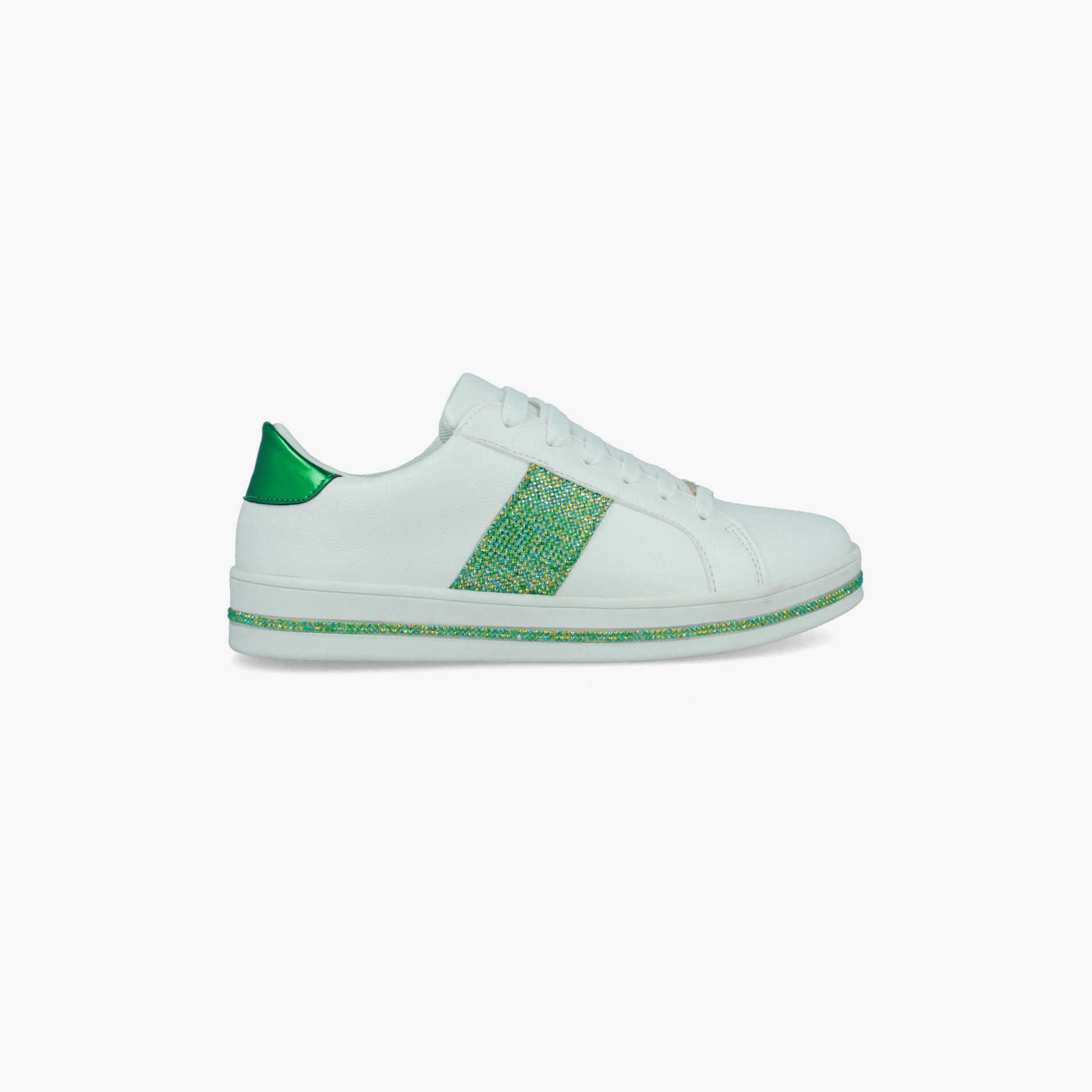 Menbur Women's Metallic Low Ankle Sneakers with Rhinestone Accent | 21710-women-shoes-sneakers-image-1