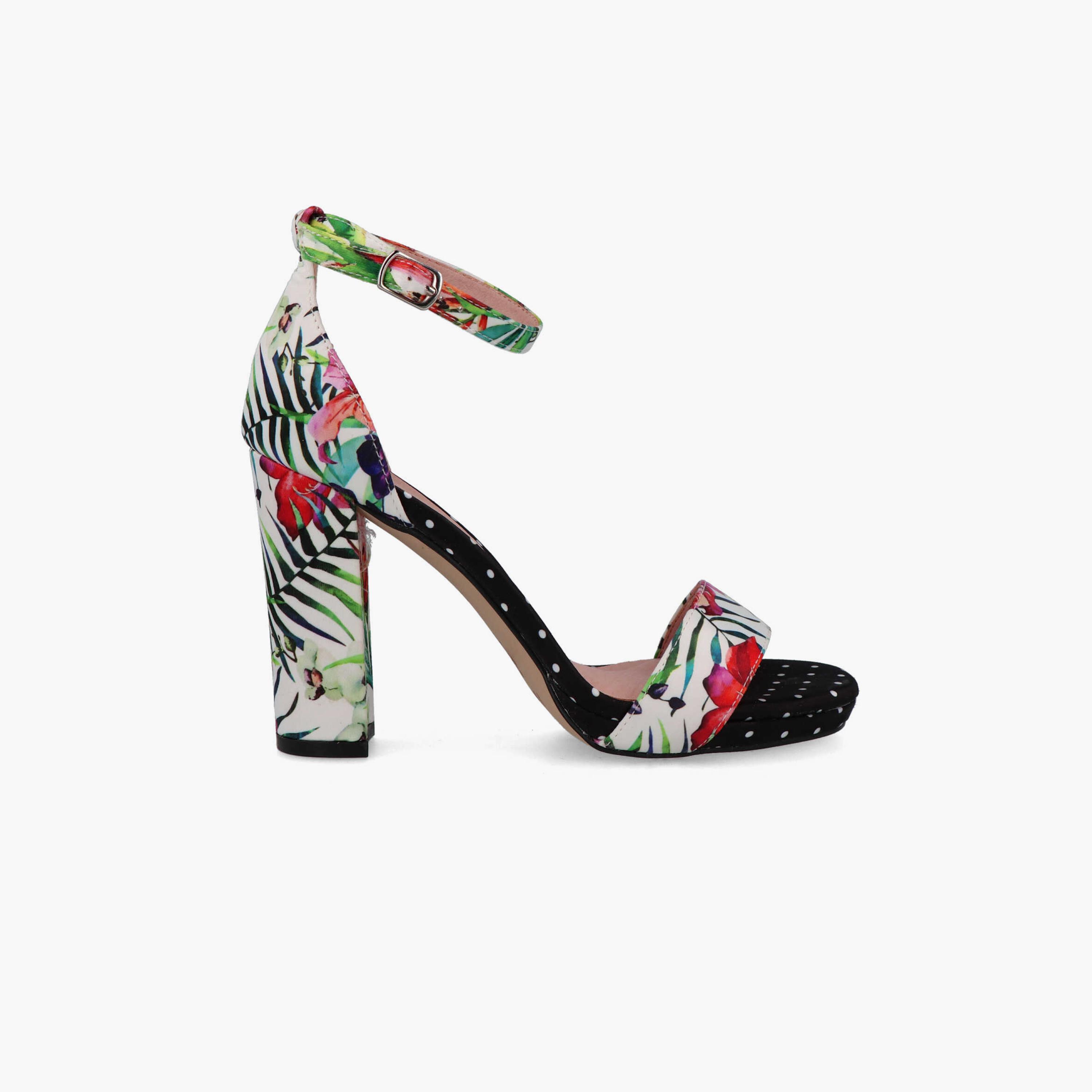 Menbur Women's Tropical Print Block Heels with Strap | 21731-women-shoes-heels-image-1