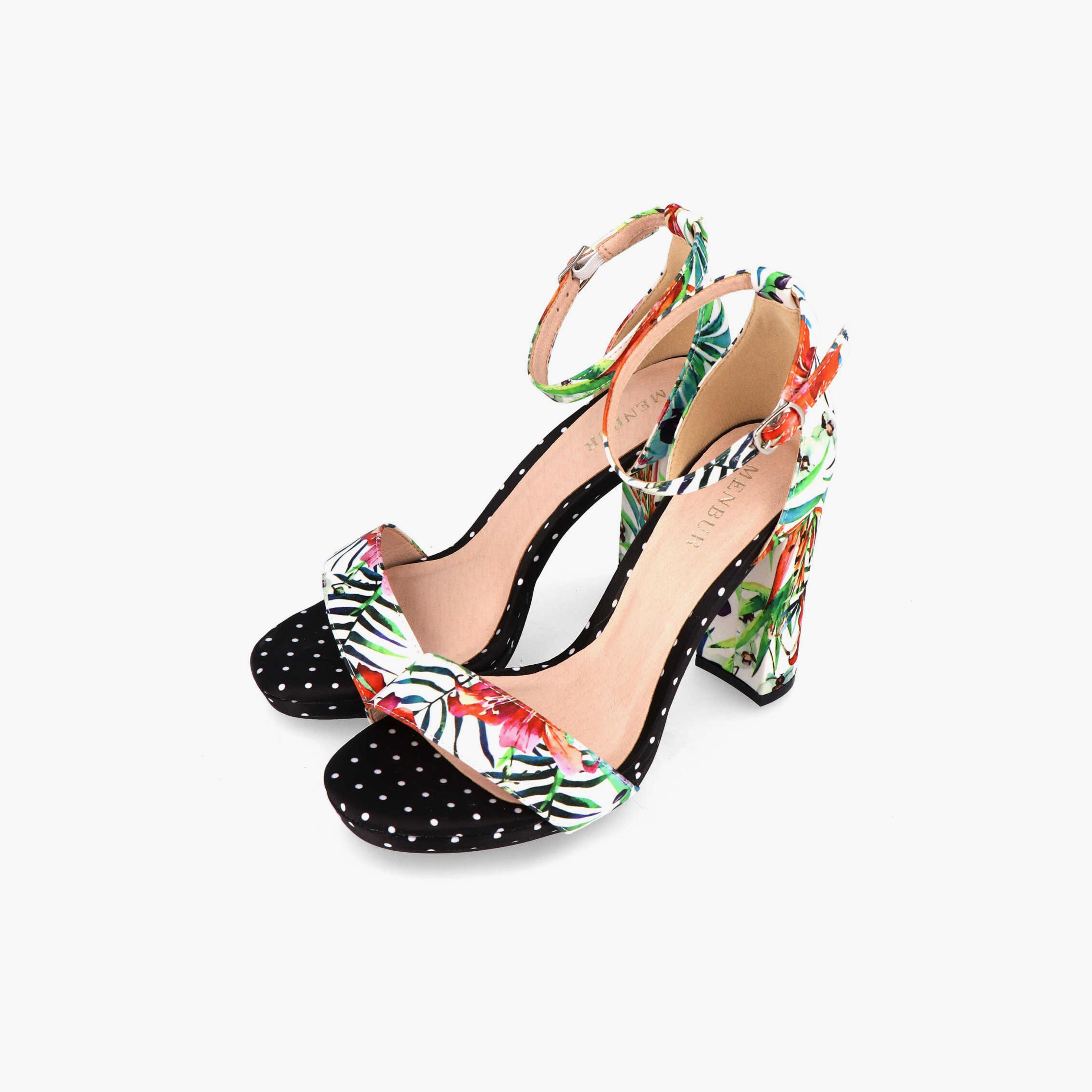 Menbur Women's Tropical Print Block Heels with Strap | 21731-women-shoes-heels-image-2