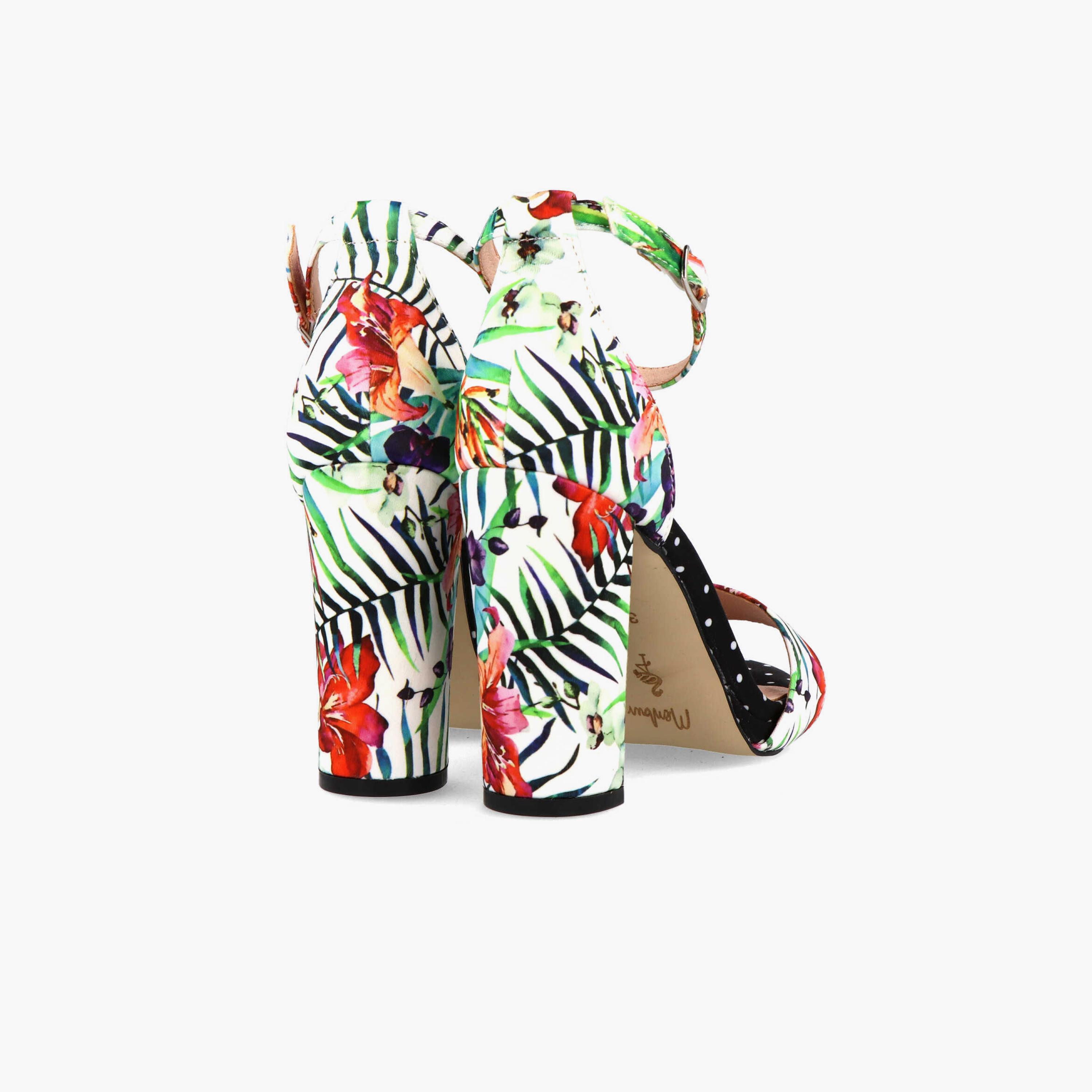 Menbur Women's Tropical Print Block Heels with Strap | 21731-women-shoes-heels-image-3