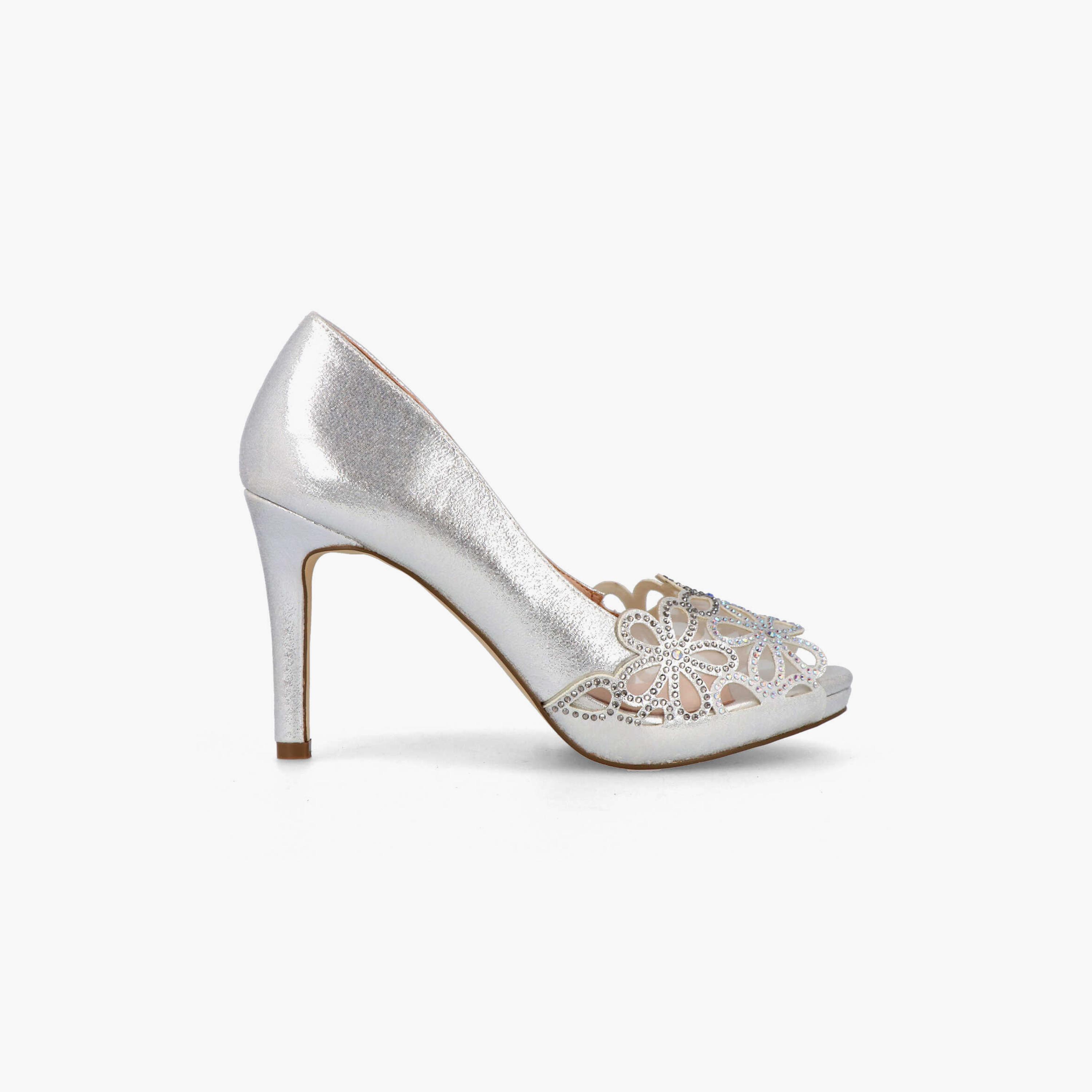 مينبور- حذاء نسائي بكعب بلمعة معدنية ومرصّع | 21777-women-shoes-heels-image-1