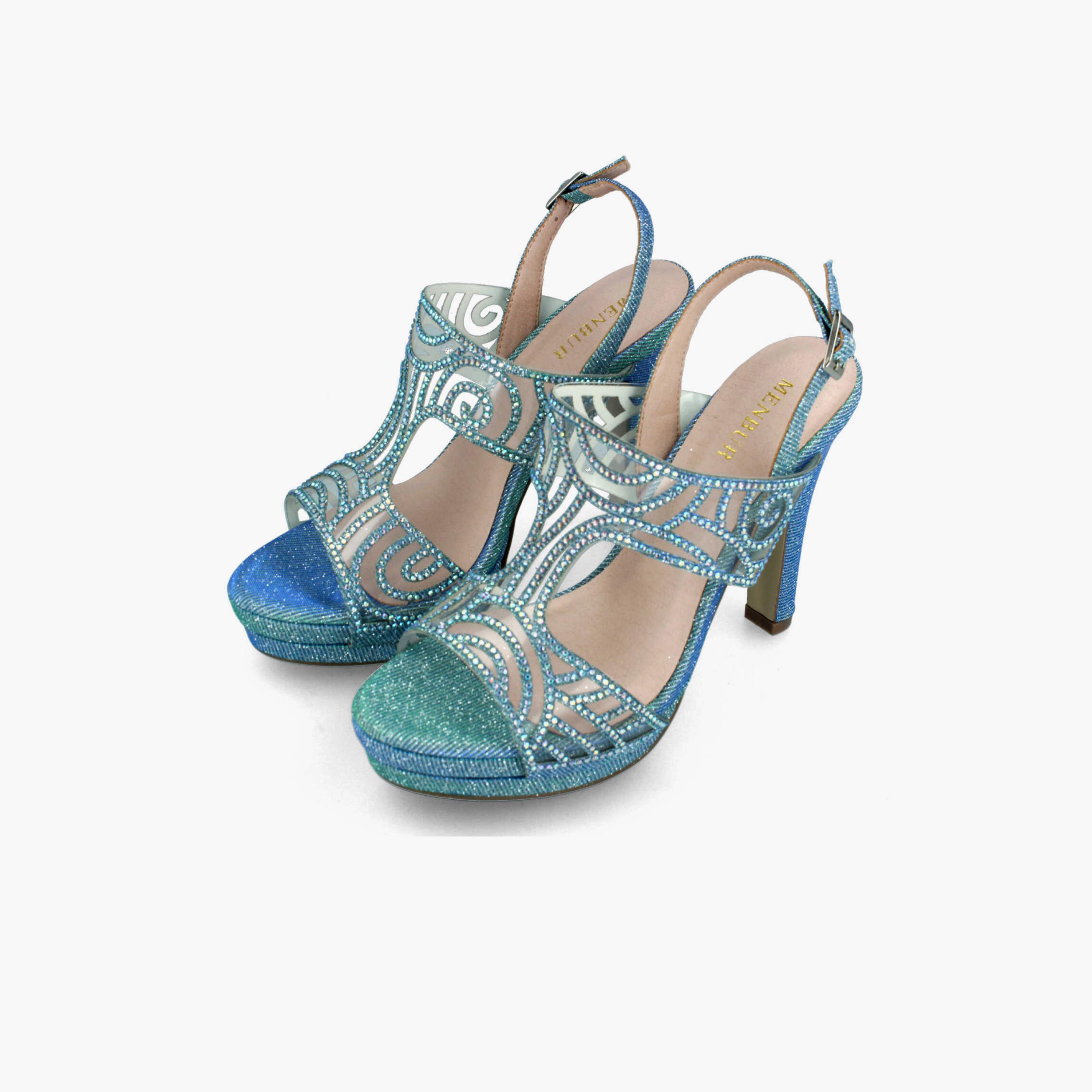Menbur Women's Glitter Strap Sandals with Rhinestone Accent | 21821-women-shoes-sandals-flats-image-2