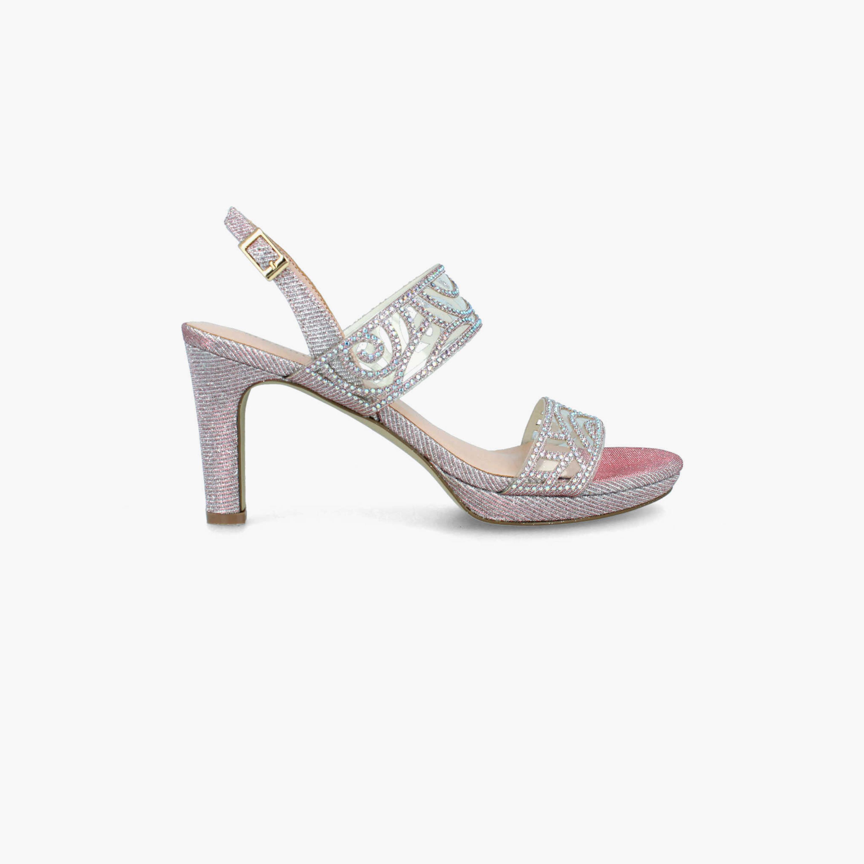 Menbur Women's Glitter Strap Sandals with Rhinestone Accent | 21822-women-shoes-sandals-flats-image-1