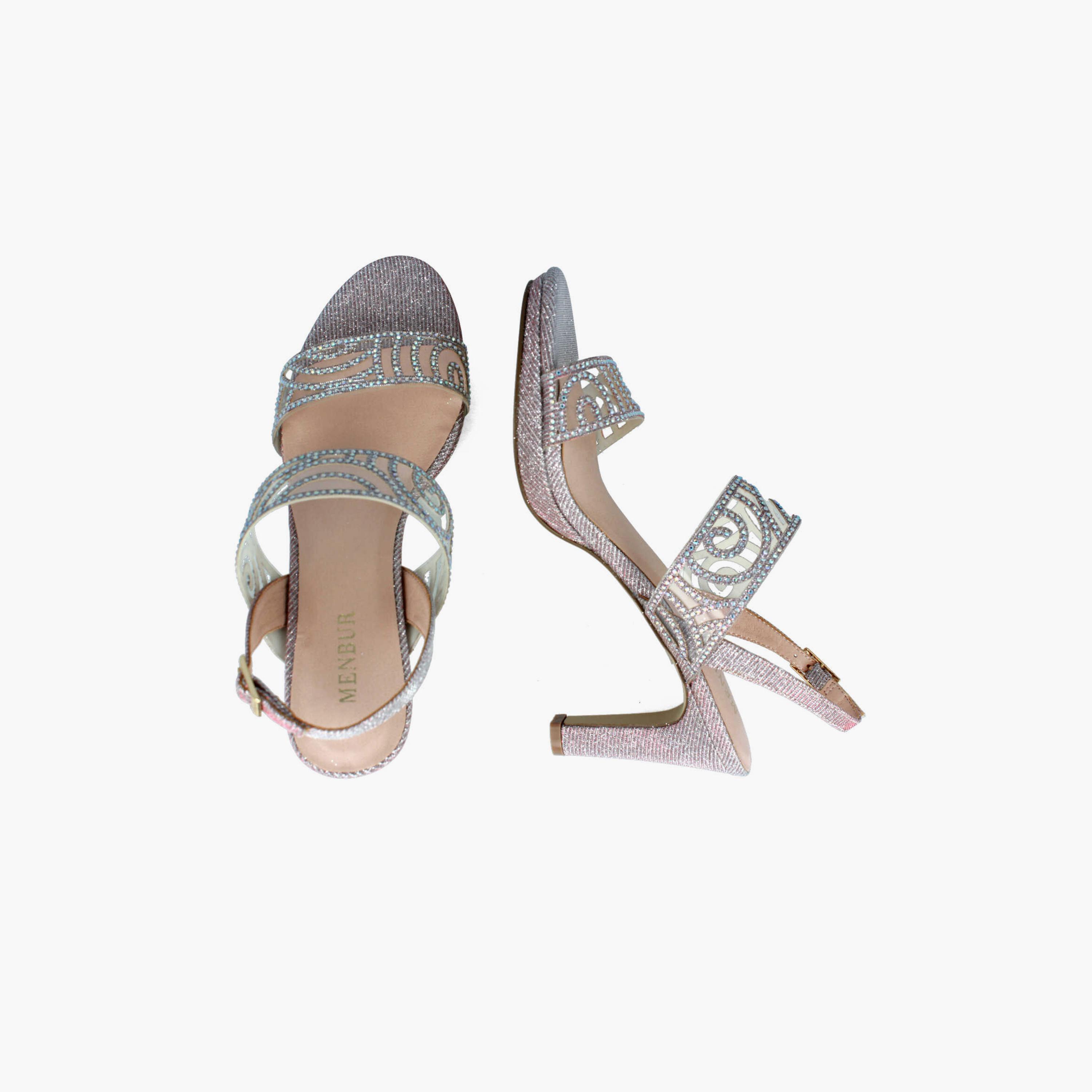 Menbur Women's Glitter Strap Sandals with Rhinestone Accent | 21822-women-shoes-sandals-flats-image-4