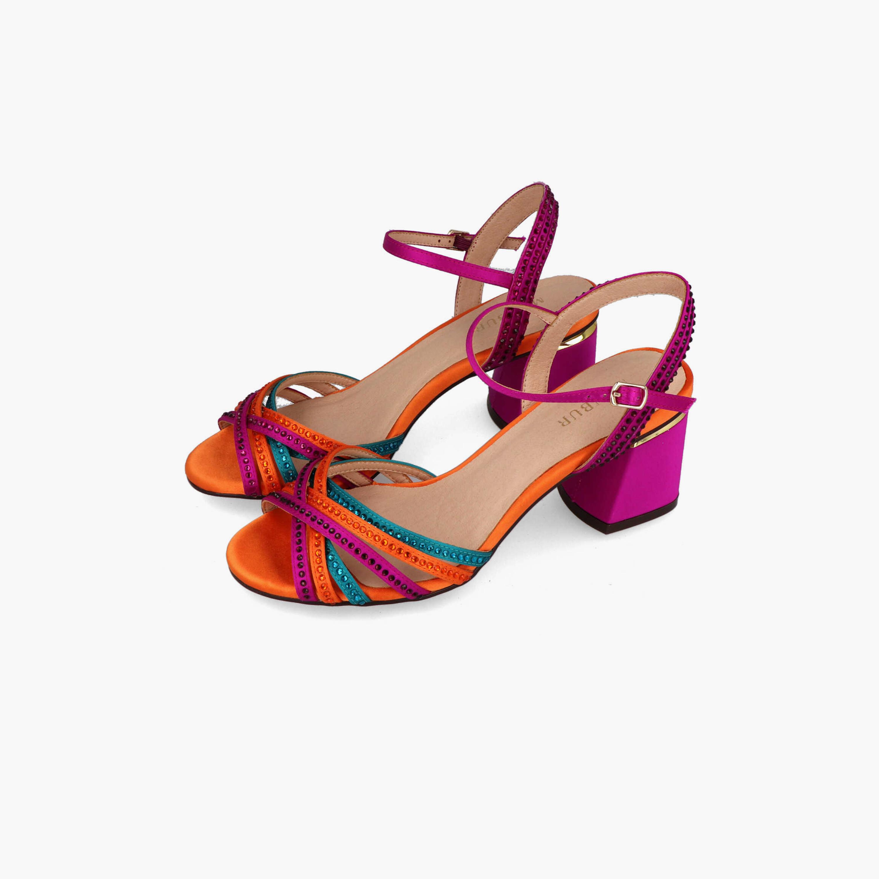 Menbur Women's Metallic Block Heels with Rhinestone Accent | 21847-women-shoes-heels-image-2