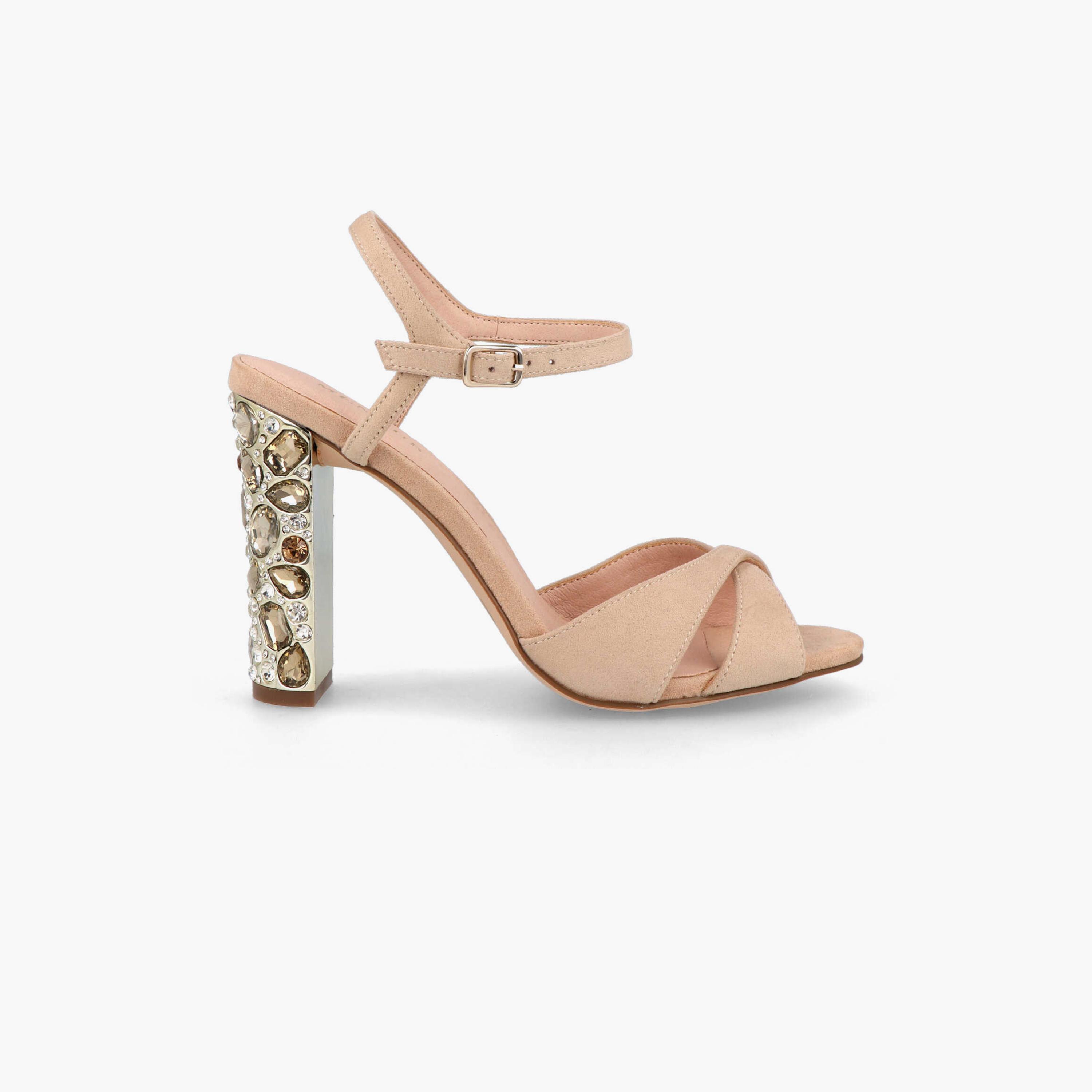 Menbur Women's Metallic Block Heels with Crystal | 21849-women-shoes-heels-image-1