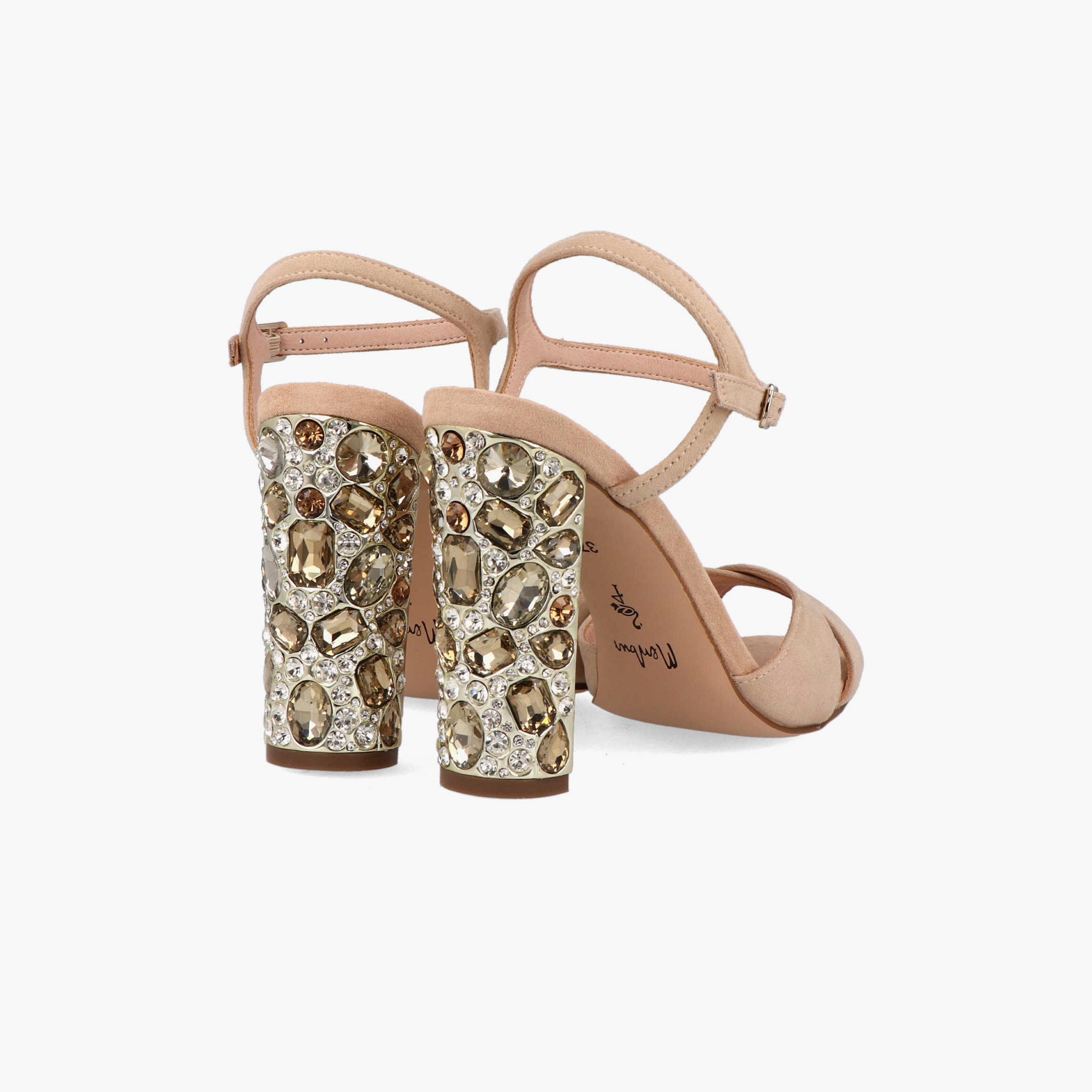 Menbur Women's Metallic Block Heels with Crystal | 21849-women-shoes-heels-image-3