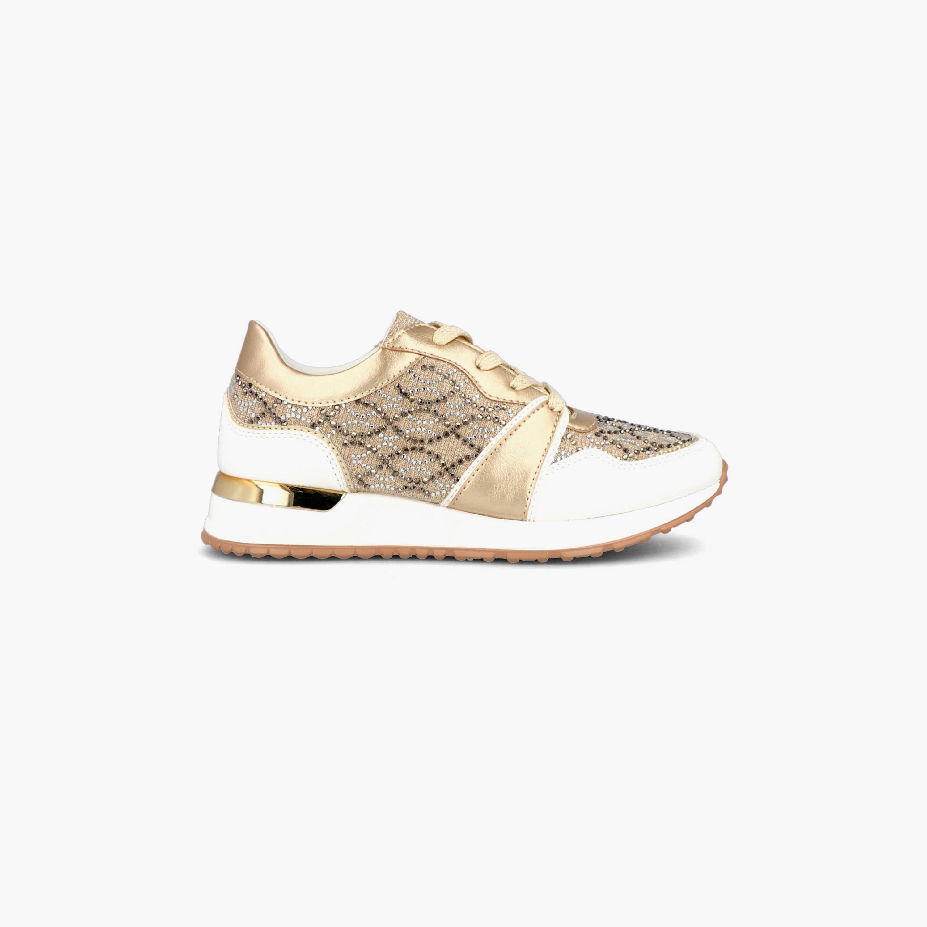Menbur Women's Metallic Low Ankle Sneakers with Rhinestone Accent | 21853-women-shoes-sneakers-image-1