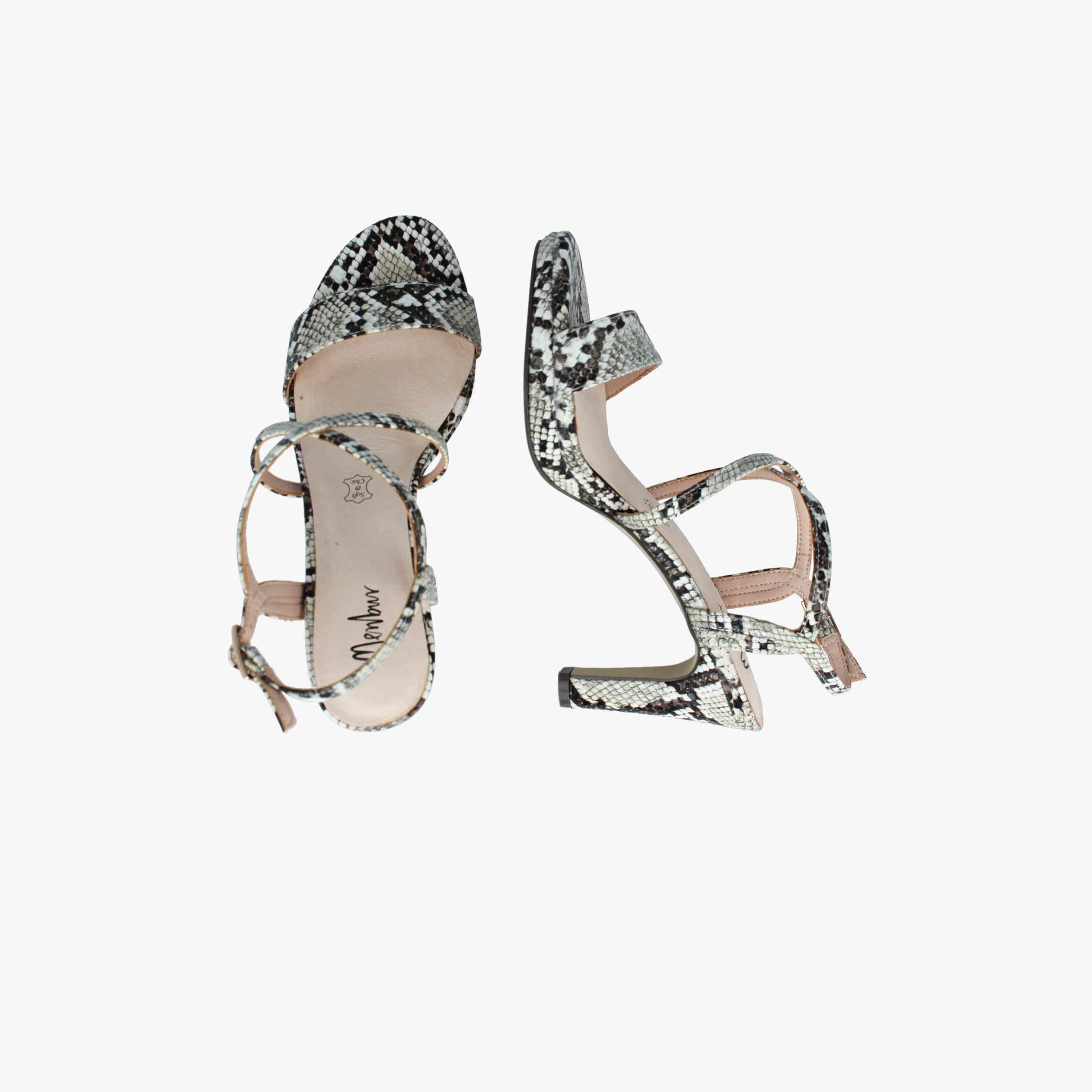 Menbur Women's Reptile Print Strap Sandals with Cross Strap | 21856-women-shoes-sandals-flats-image-4