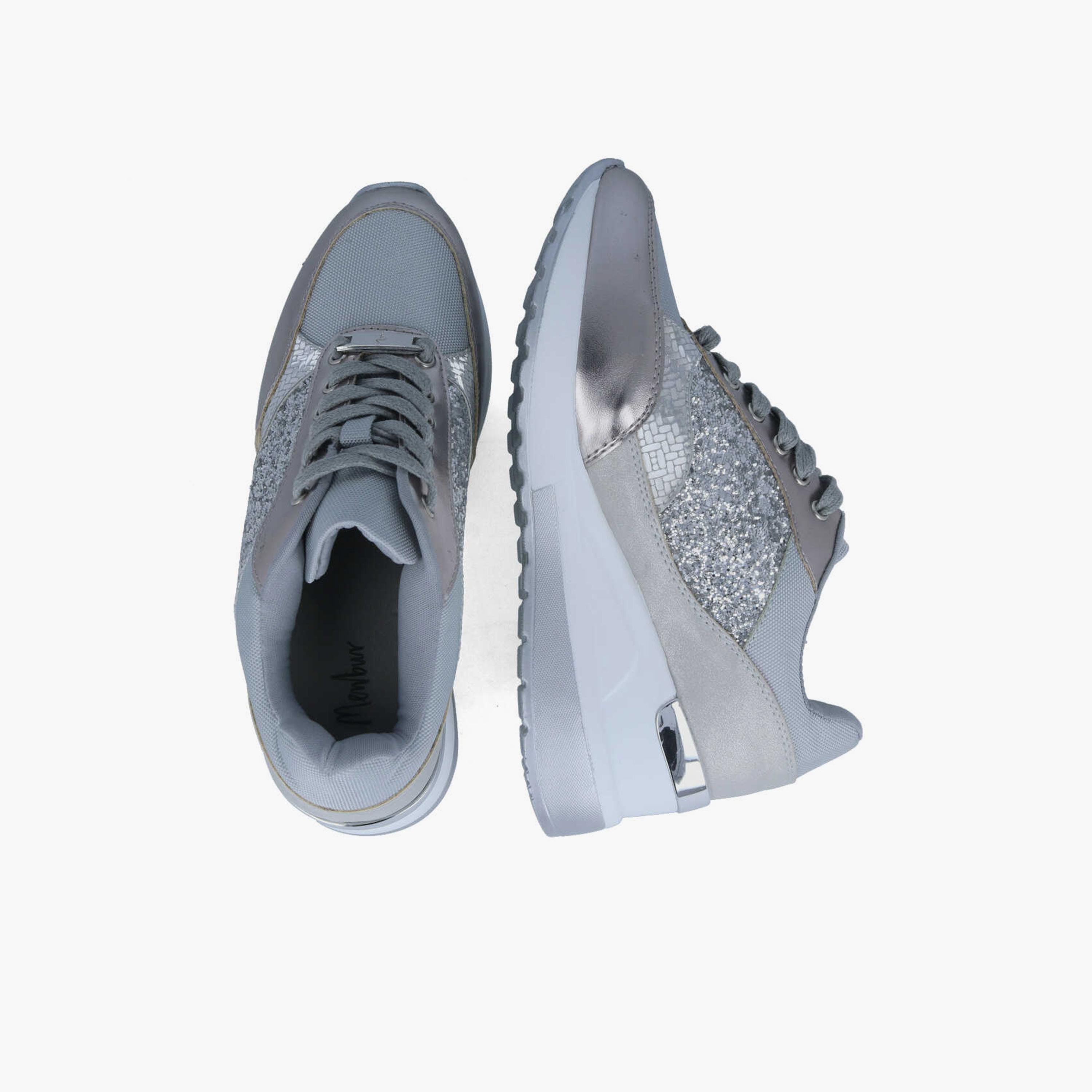 Menbur Women's Metallic Low Ankle Sneakers with Embellishment | 21925-women-shoes-sneakers-image-3