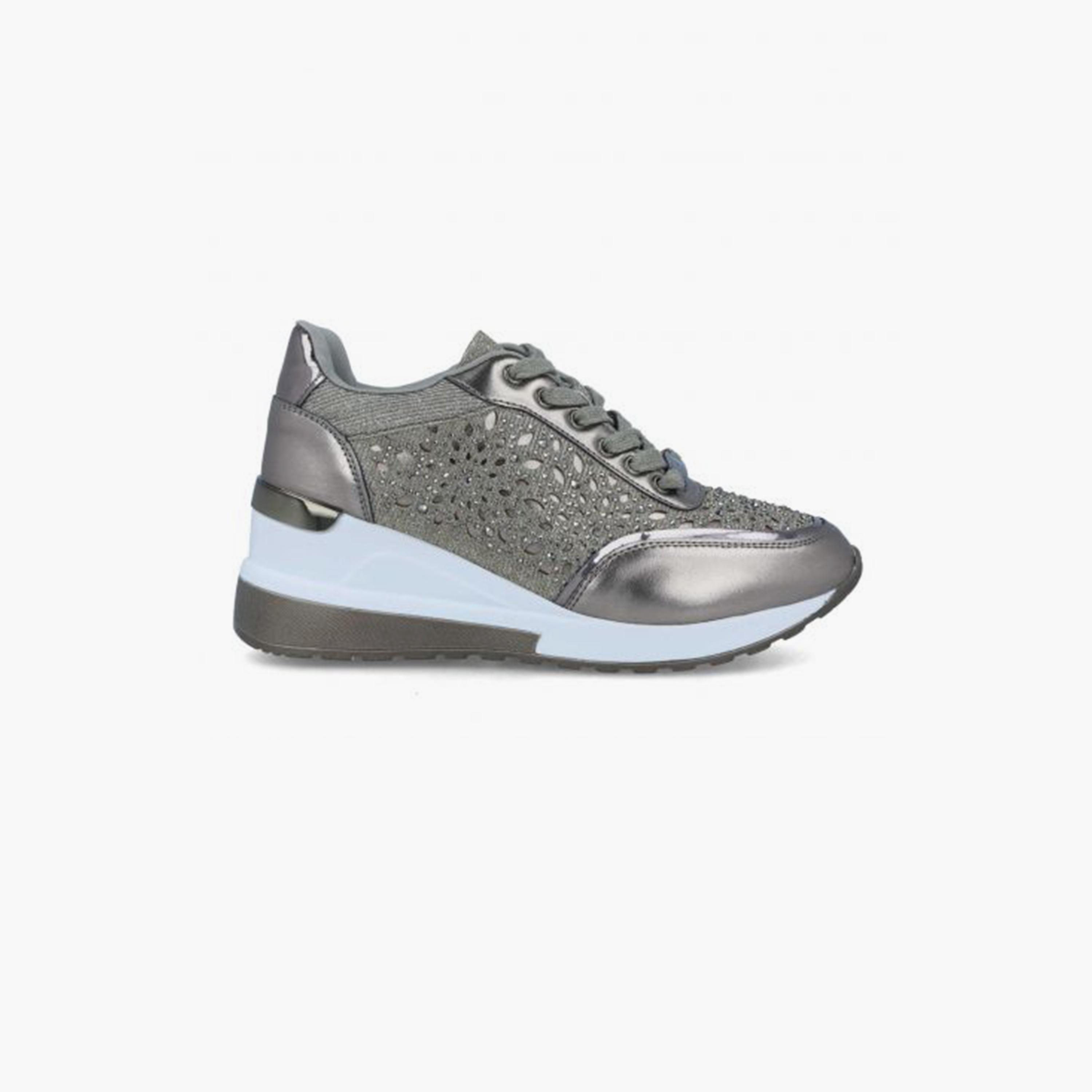 Menbur Women's Metallic Low Ankle Sneakers with Embellishment | 21949-women-shoes-sneakers-image-1