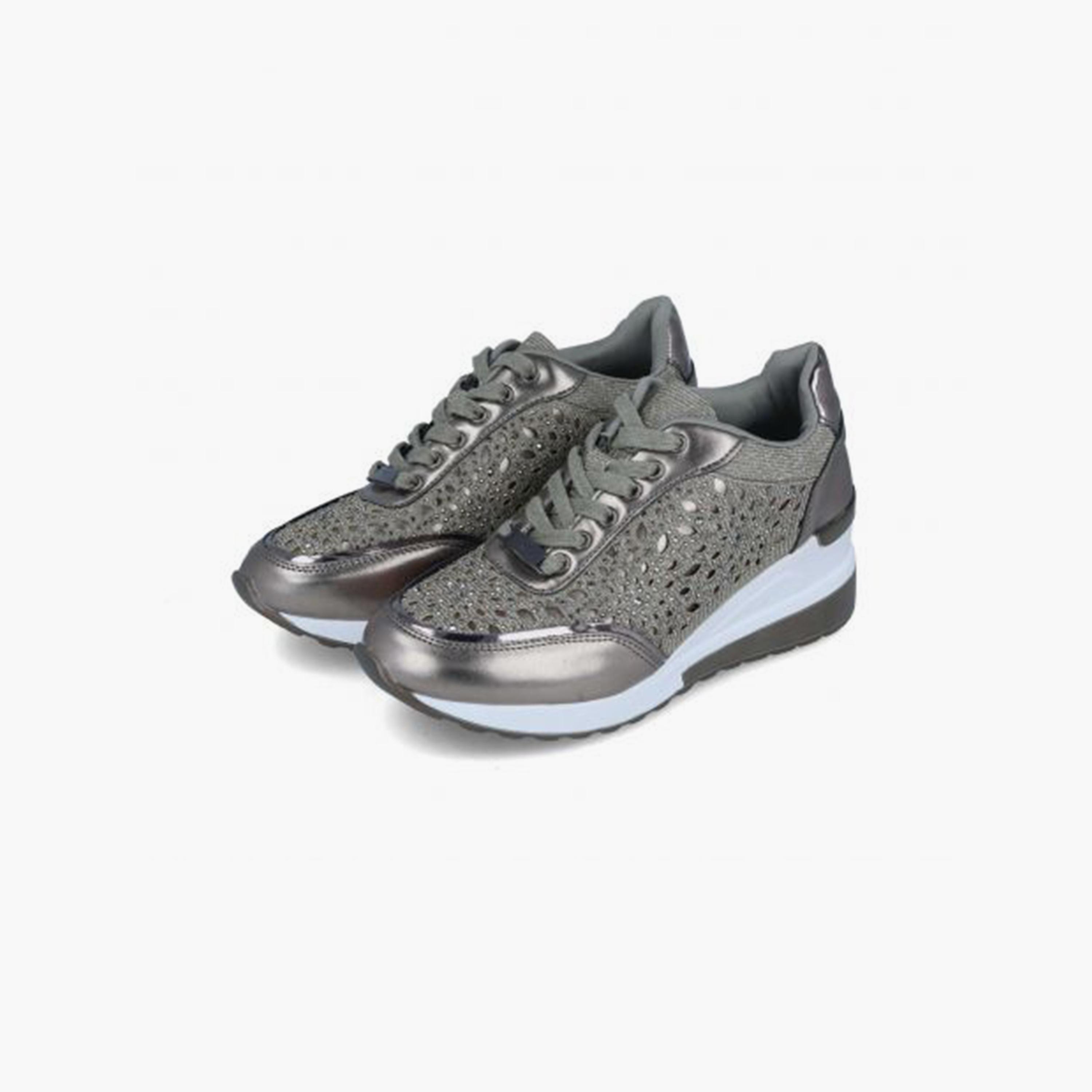 Menbur Women's Metallic Low Ankle Sneakers with Embellishment | 21949-women-shoes-sneakers-image-2