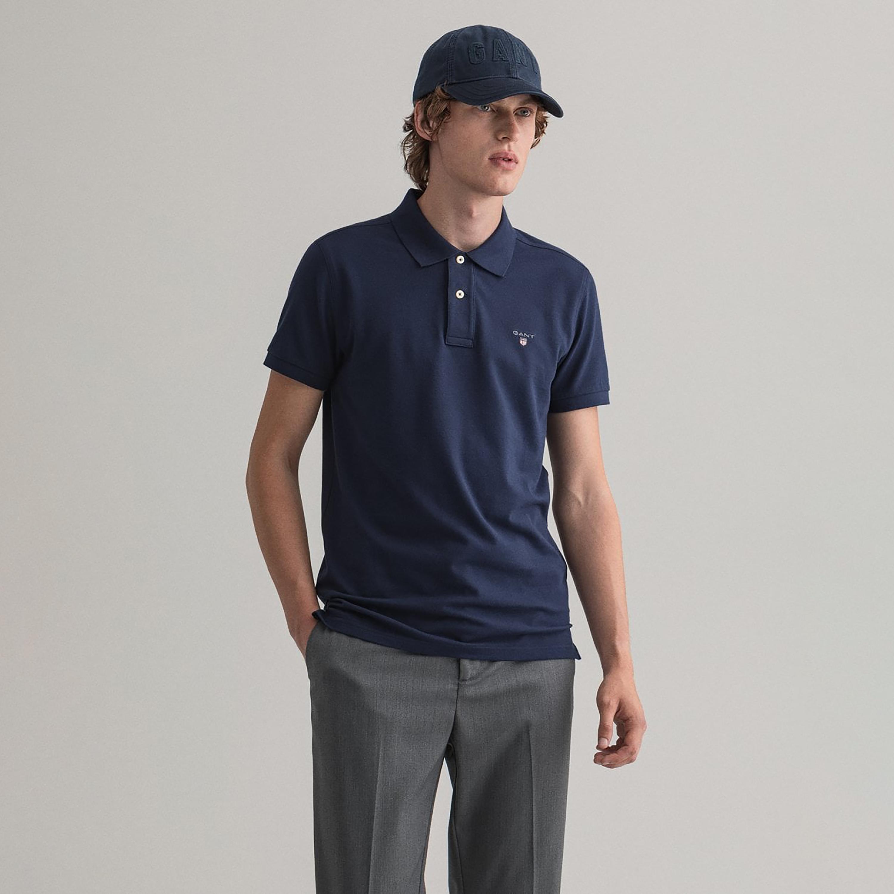 Gant Plain Slim Fit Short Sleeves Men's Polo T-Shirt-men-clothing-tshirtsandpolos-polos-image-1