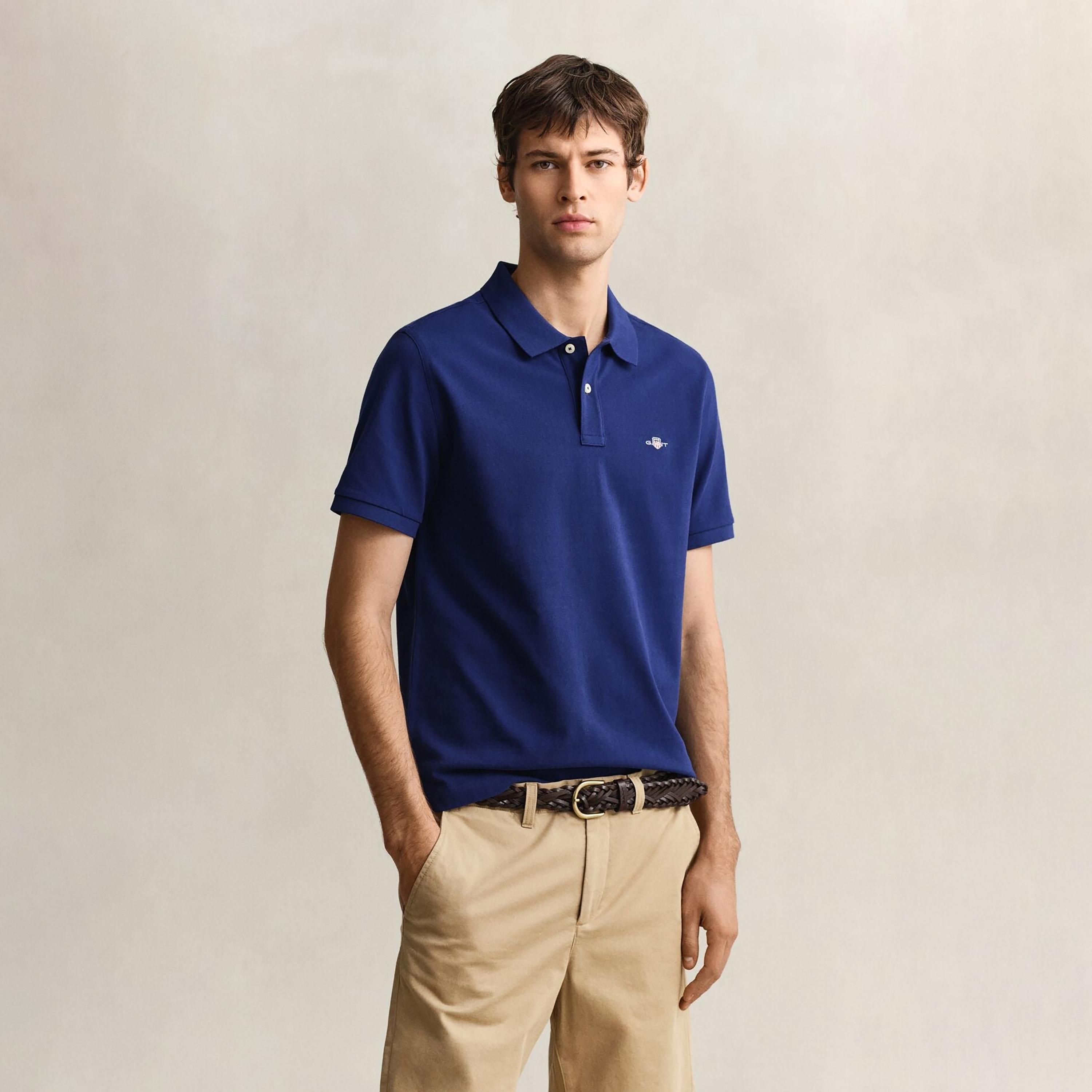 Gant Plain Collared Short Sleeves Men's Polo T-Shirt-men-clothing-tshirtsandpolos-polos-image-1