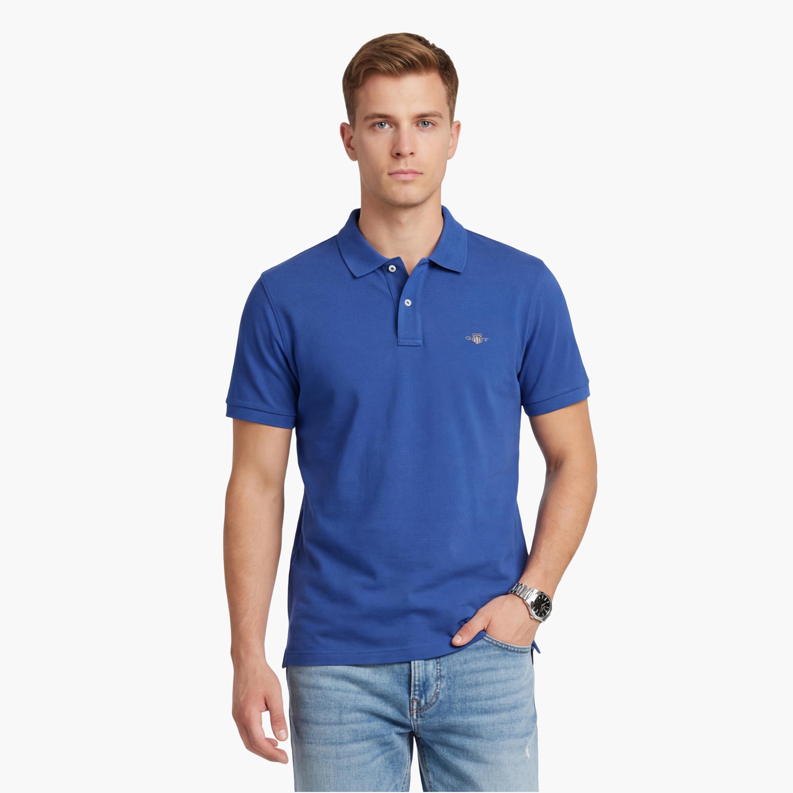 تي-شيرت بولو من جانت لوجو بأكمام قصيرة وياقة-men-clothing-tshirtsandpolos-polos-image-1