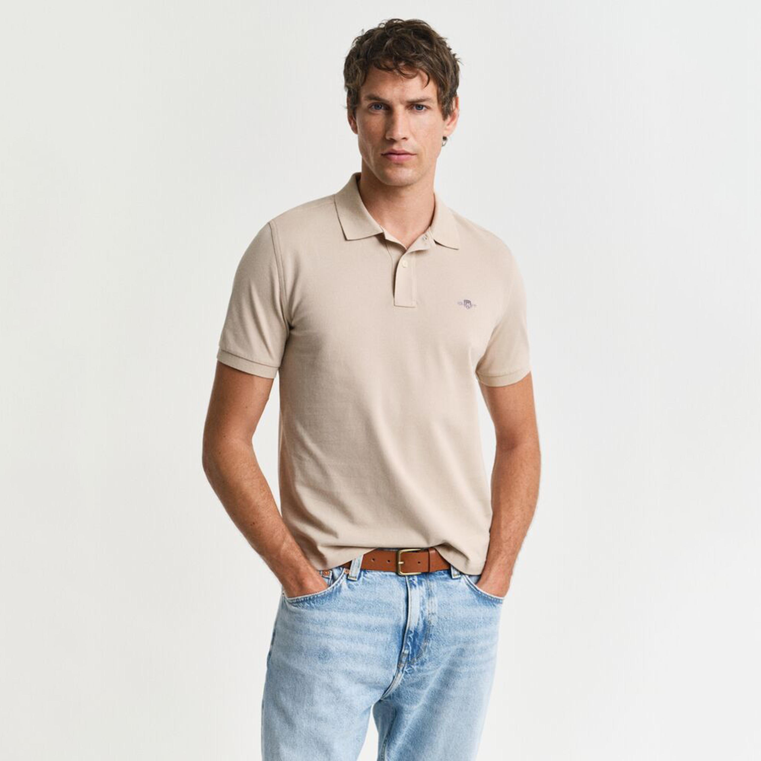 تيشيرت بولو رجالي بياقة سادة وأكمام قصيرة من جانت.-men-clothing-tshirtsandpolos-polos-image-1