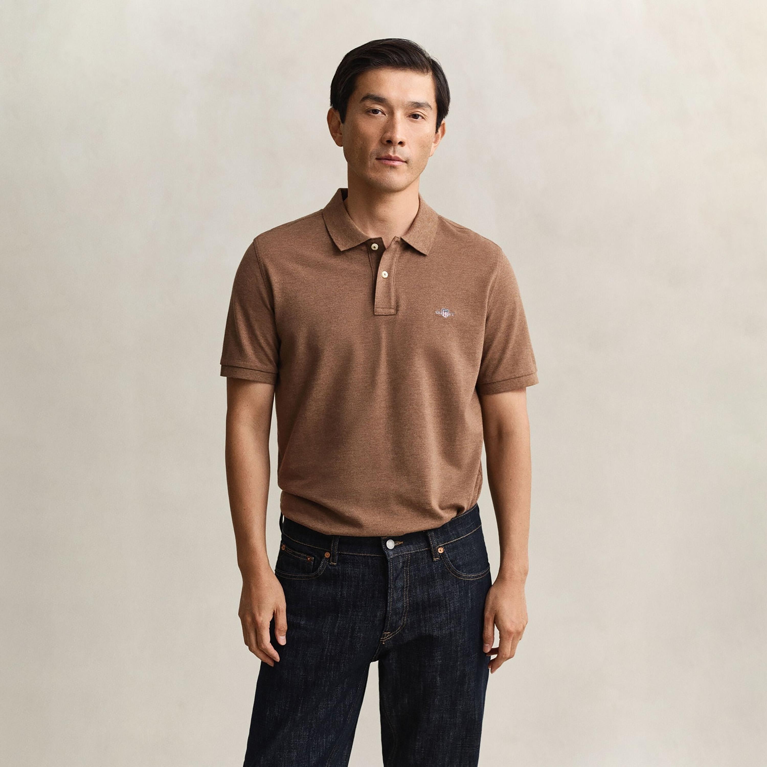 قميص بولو رجالي سادة بأكمام قصيرة من غانت-men-clothing-tshirtsandpolos-polos-image-1