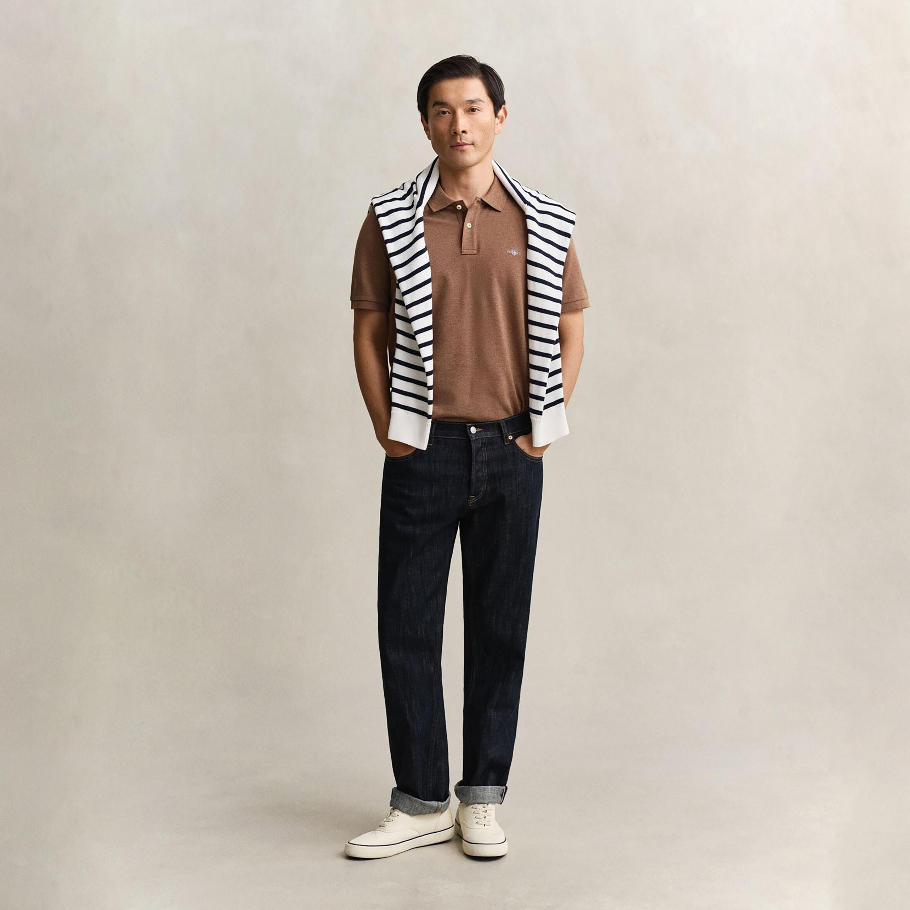 قميص بولو رجالي سادة بأكمام قصيرة من غانت-men-clothing-tshirtsandpolos-polos-image-2