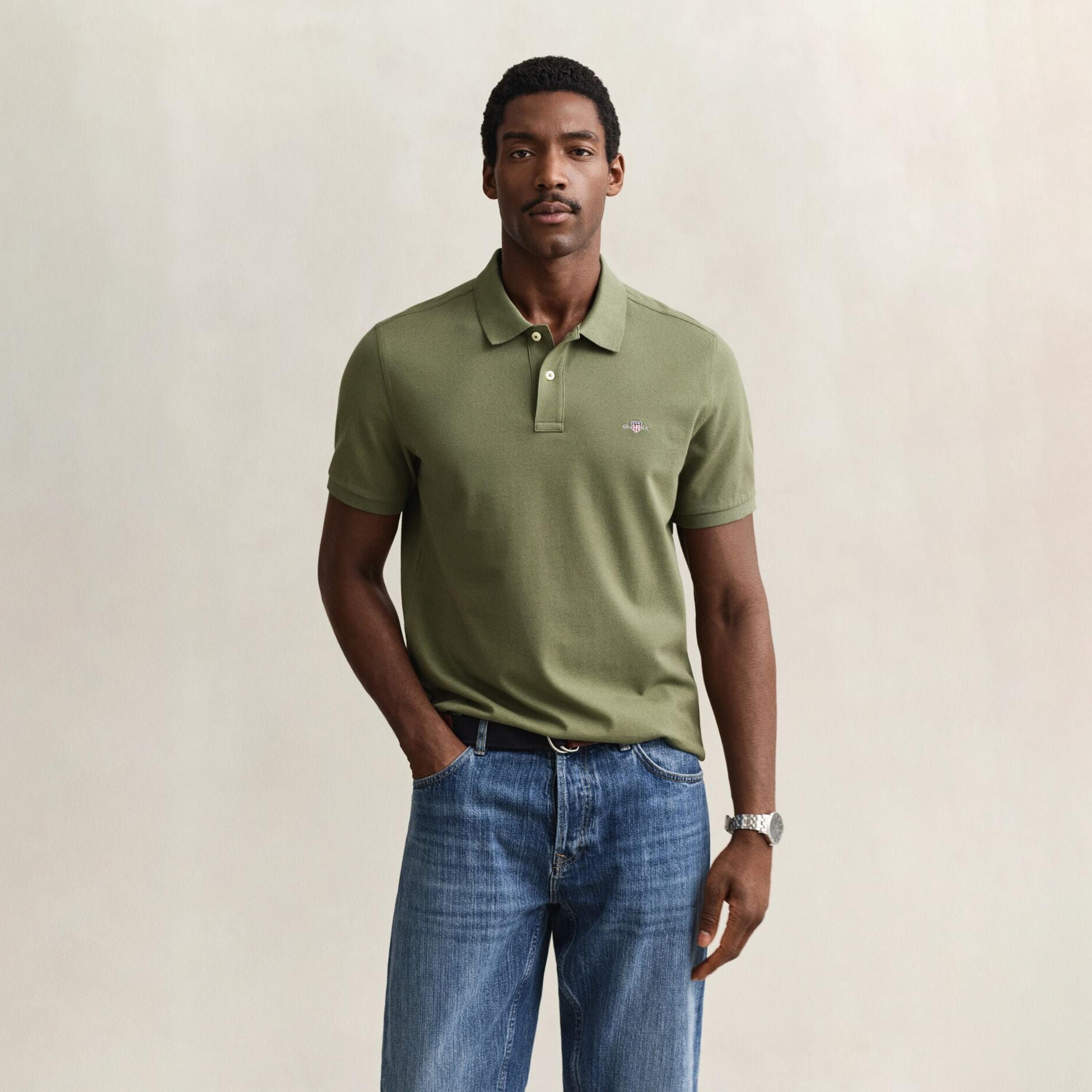 تي-شيرت بولو من جانت لوجو بأكمام قصيرة وياقة-men-clothing-tshirtsandpolos-polos-image-1