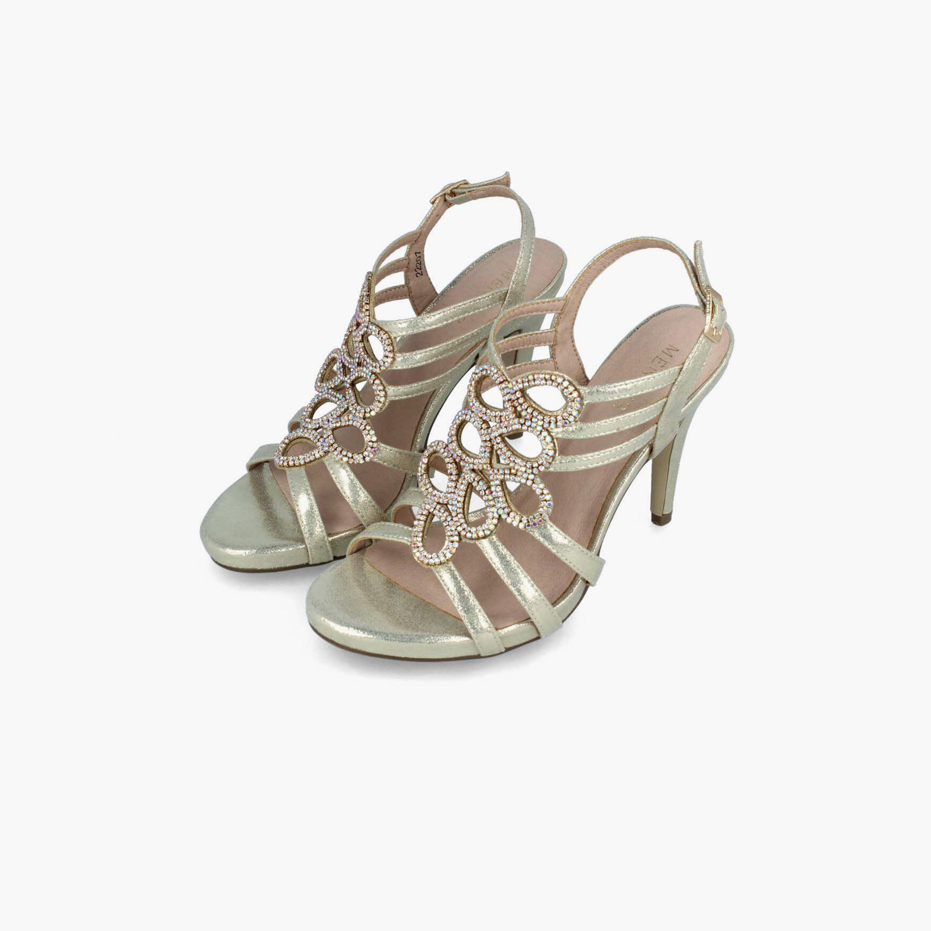 Menbur Women's Metallic Strap Sandals with Embellishment | 22207-women-shoes-sandals-flats-image-2