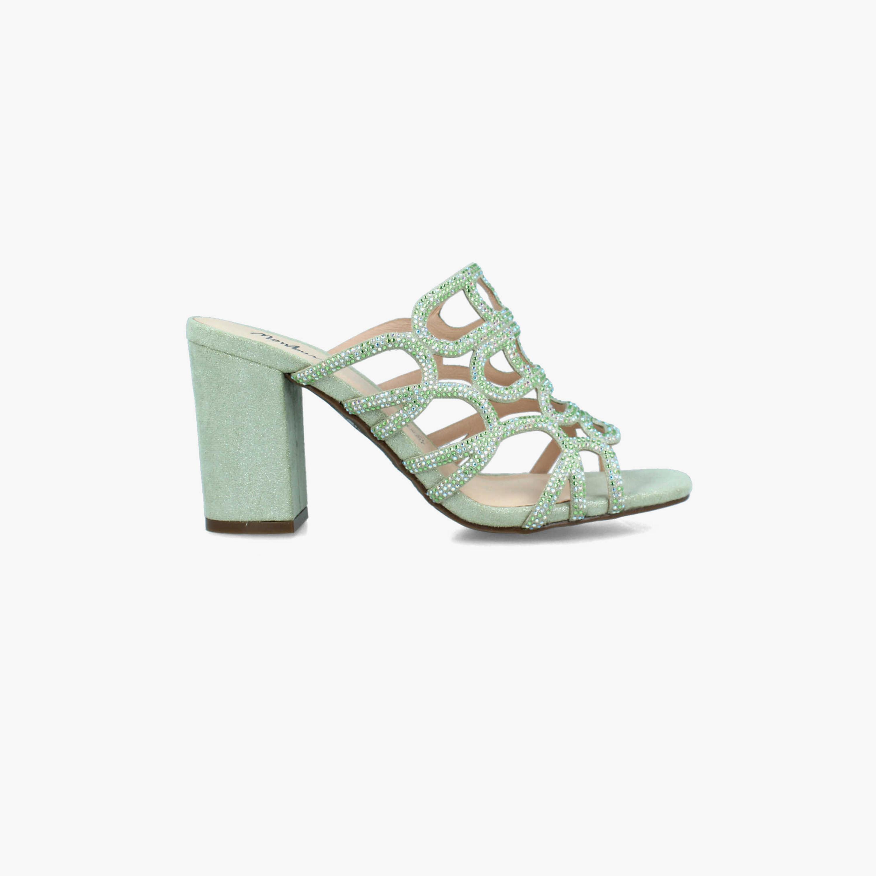 Menbur Women's Glitter Block Heels with Embellishment | 22208-women-shoes-heels-image-1
