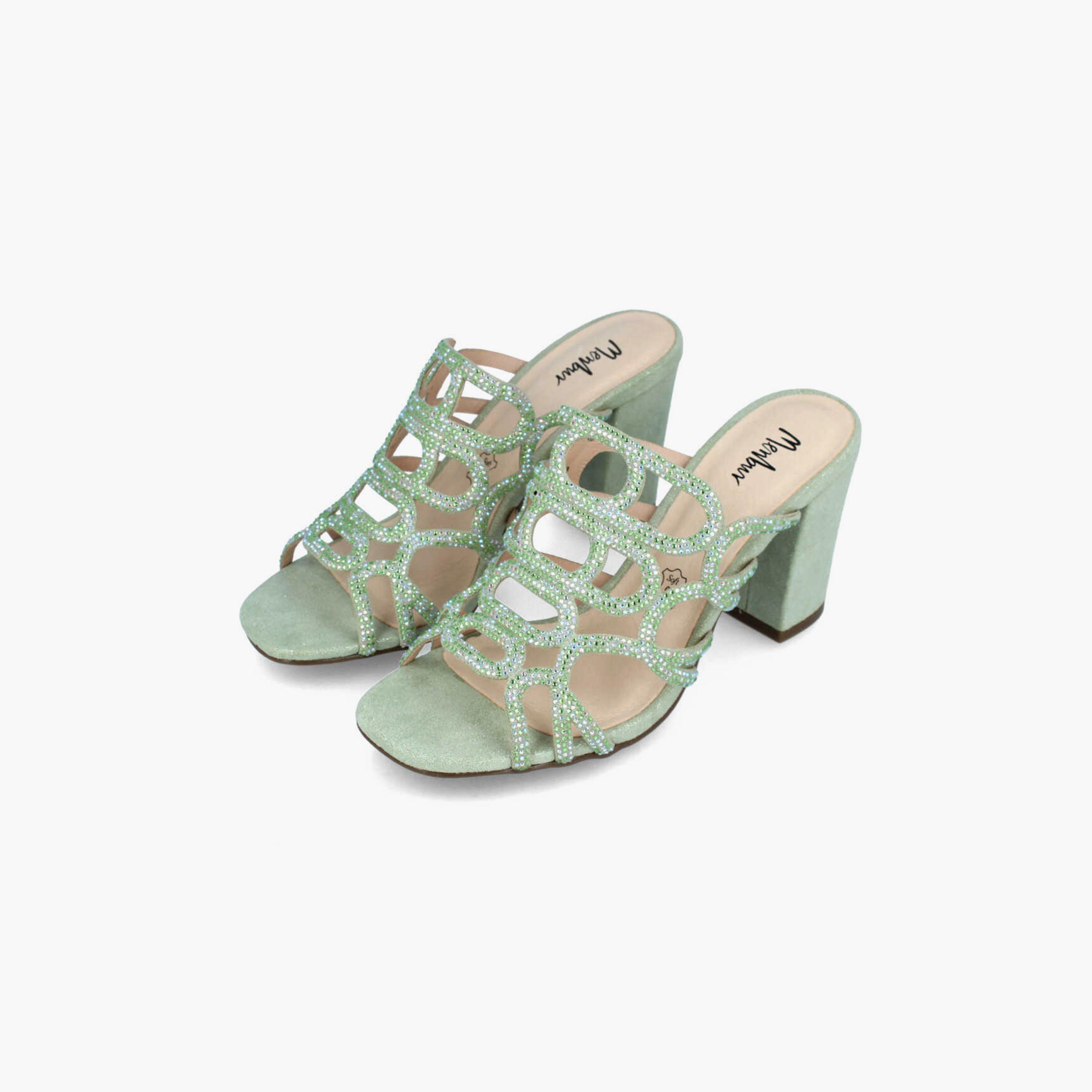 Menbur Women's Glitter Block Heels with Embellishment | 22208-women-shoes-heels-image-2