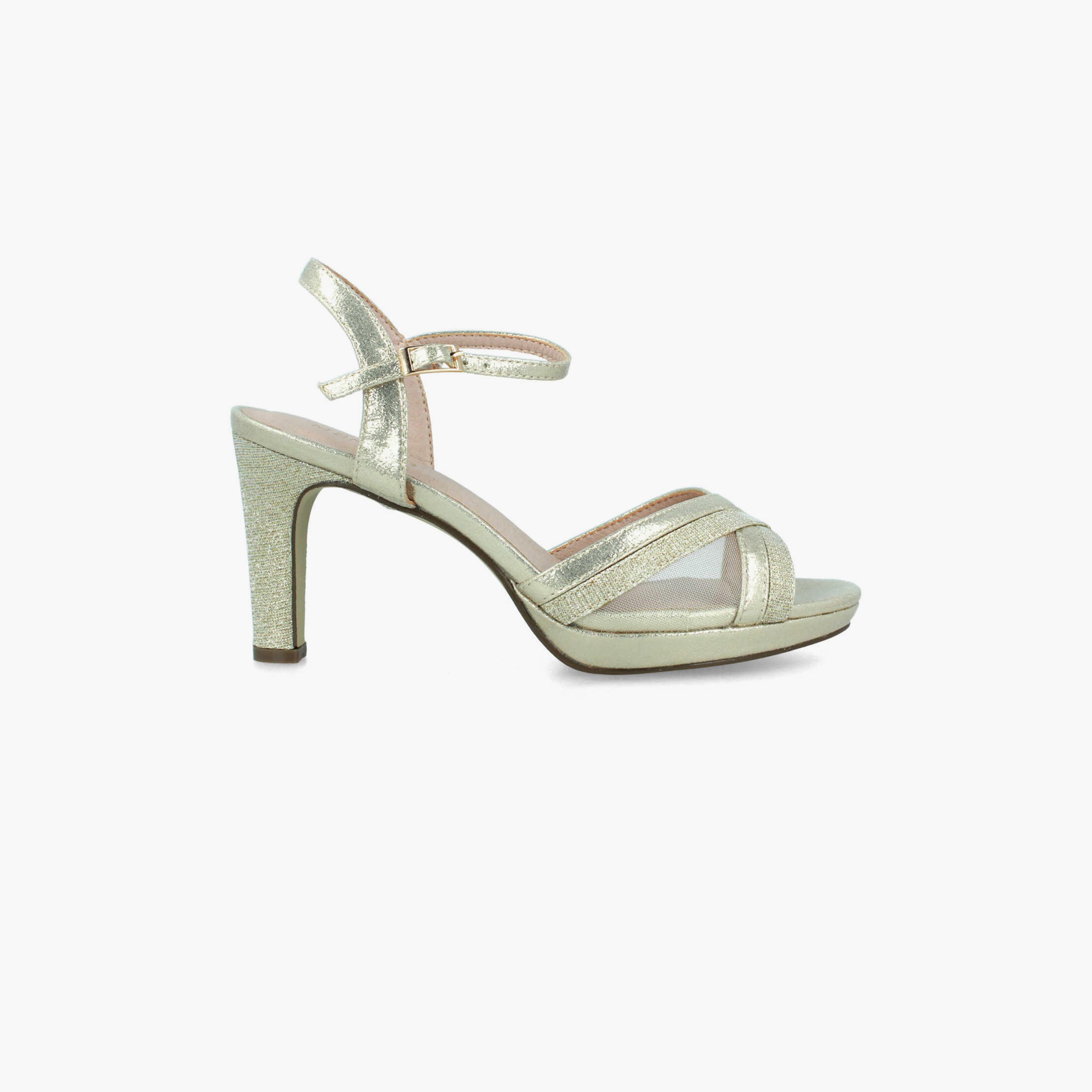 Menbur Women's Metallic Strap Sandals with Cross Strap | 22224-women-shoes-sandals-flats-image-1