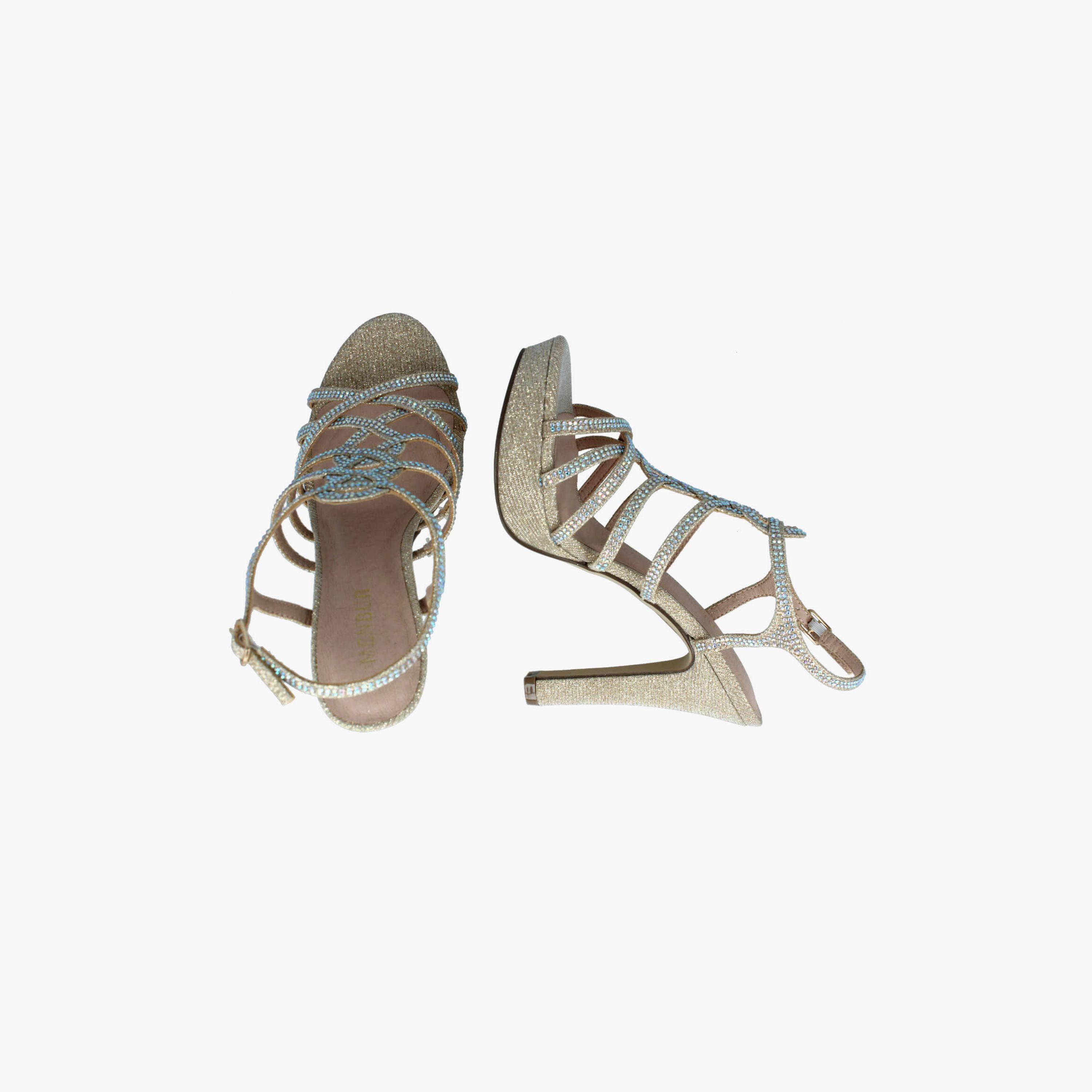 Menbur Women's Glitter Stiletto Heels with Embellishment | 22230-women-shoes-heels-image-3