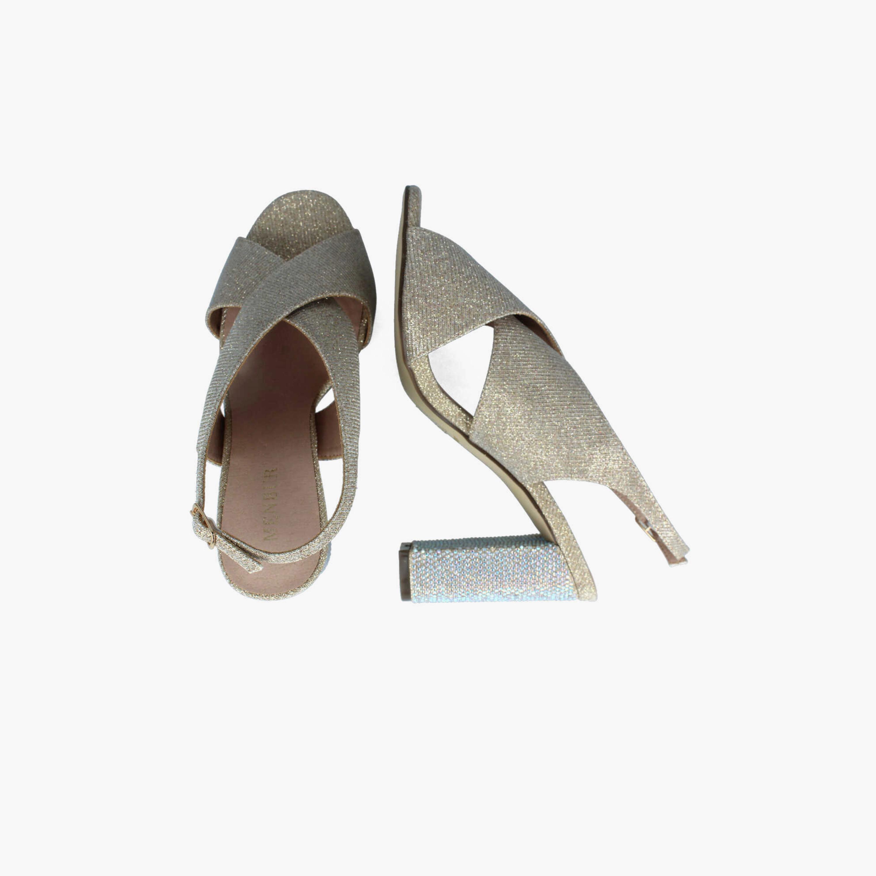 Menbur Women's Glitter Block Heels with Cross Strap | 22231-women-shoes-heels-image-3