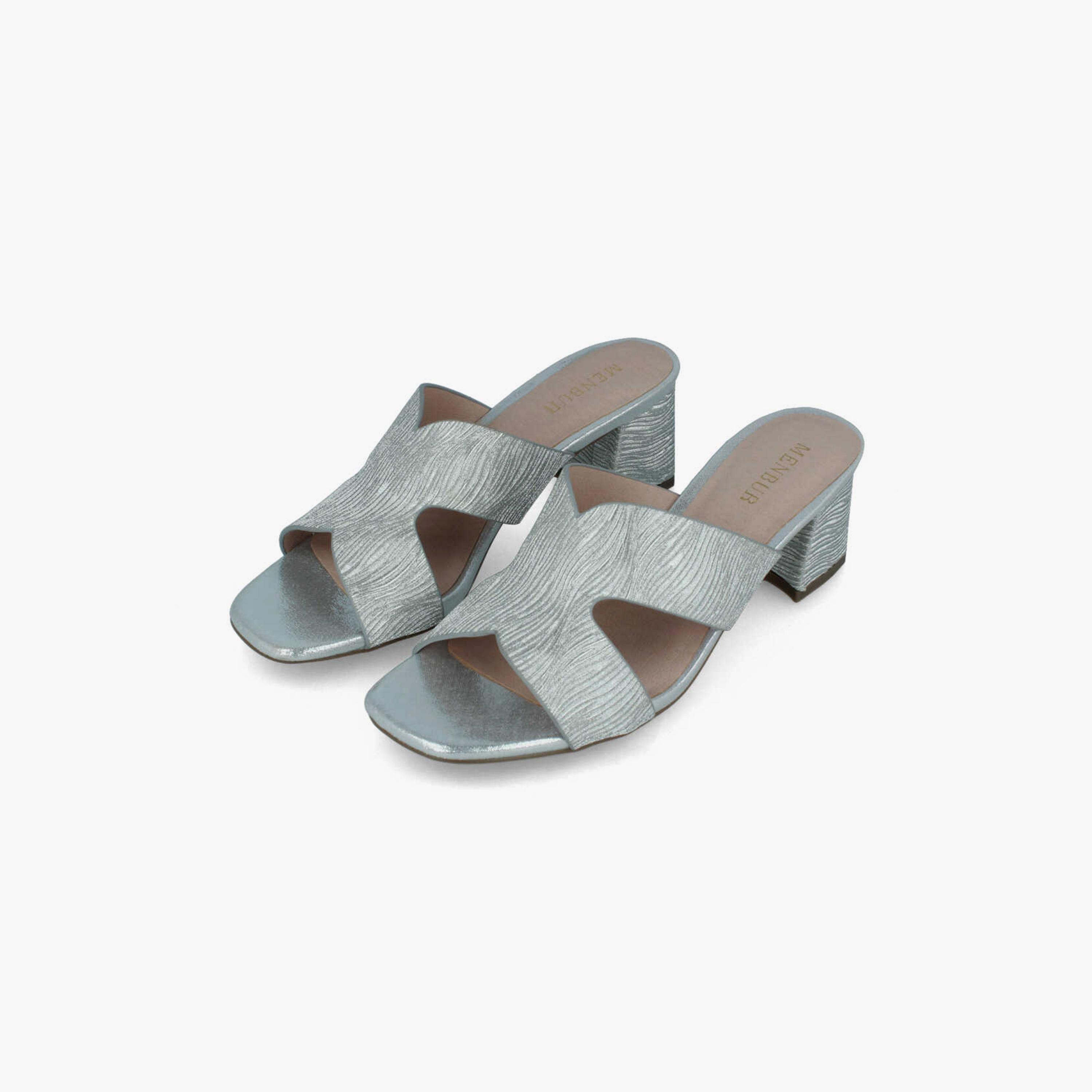 Menbur Women's Metallic Block Heels with Open Toe | 22235-women-shoes-heels-image-2